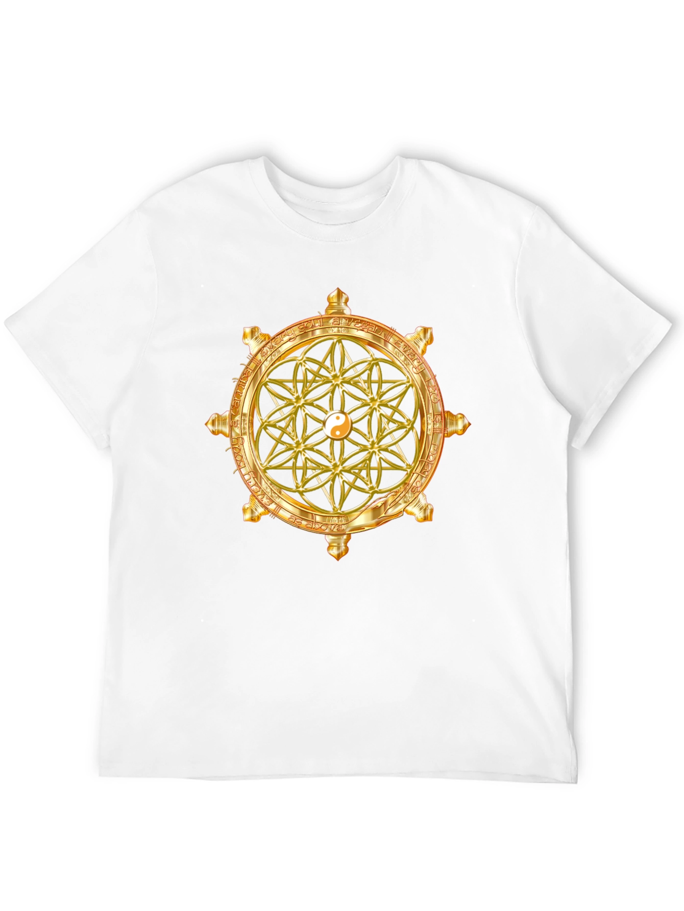 Golden Sacred Geometry Graphic T-Shirt - Black