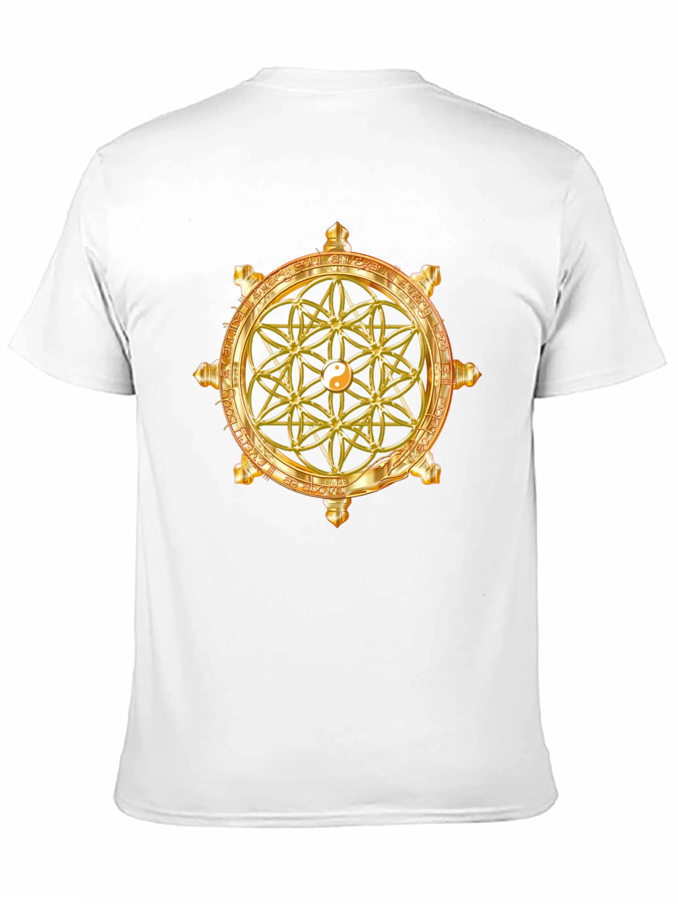 Golden Sacred Geometry Graphic T-Shirt - Black