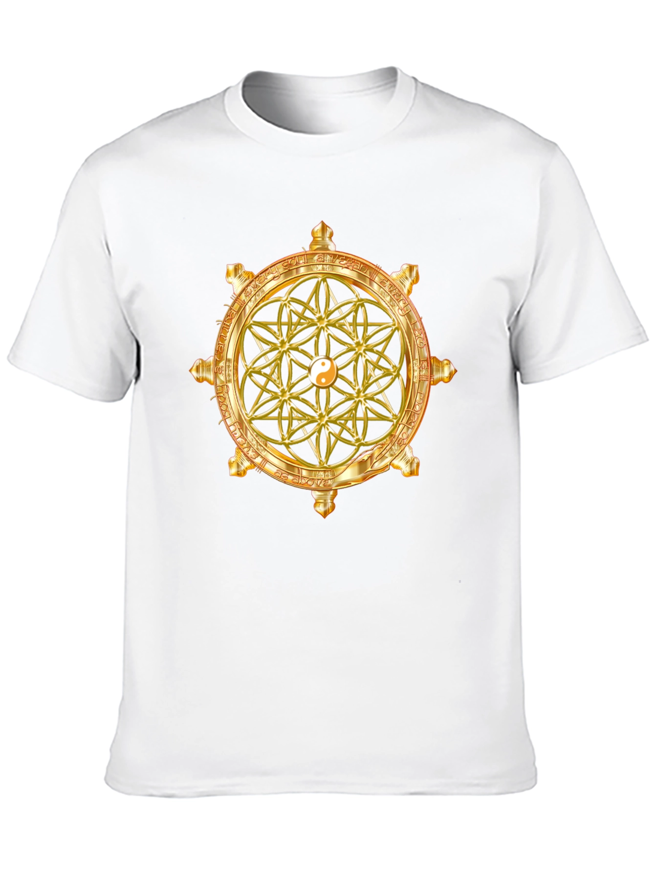 Golden Sacred Geometry Graphic T-Shirt - Black