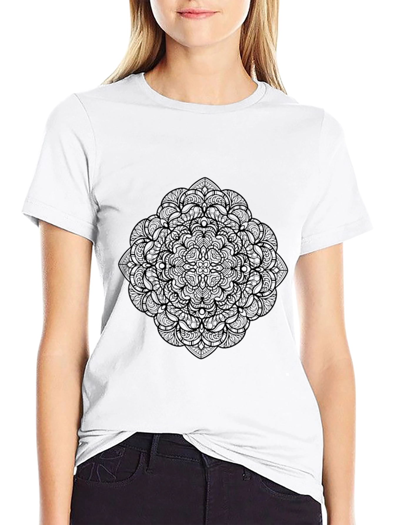 Black Mandala Graphic Tee - Stylish & Unique Design