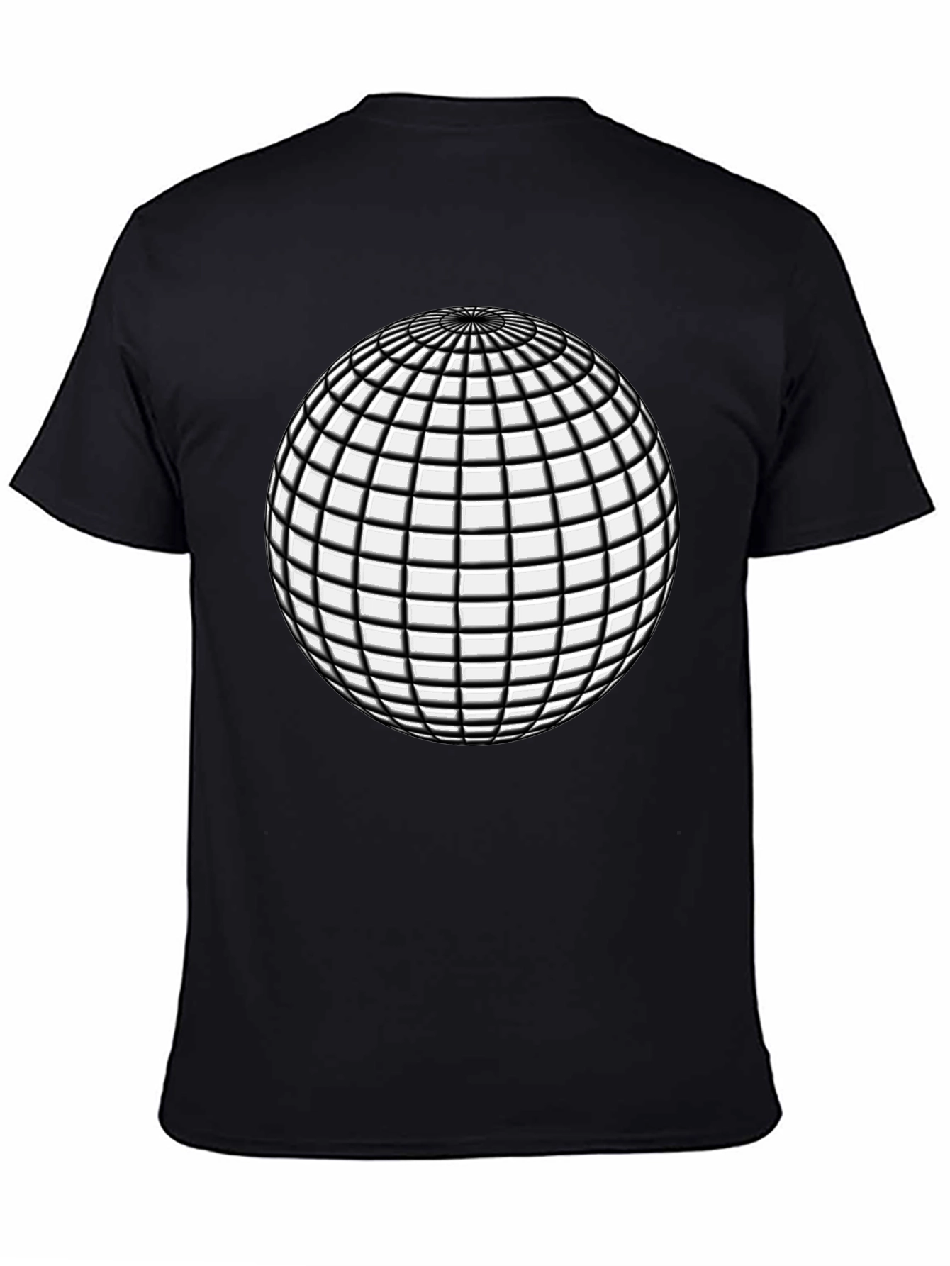 Geometric Grid Sphere Graphic Tee - Black