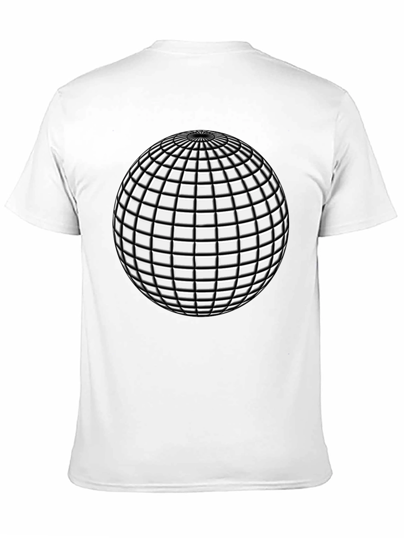Geometric Grid Sphere Graphic Tee - Black