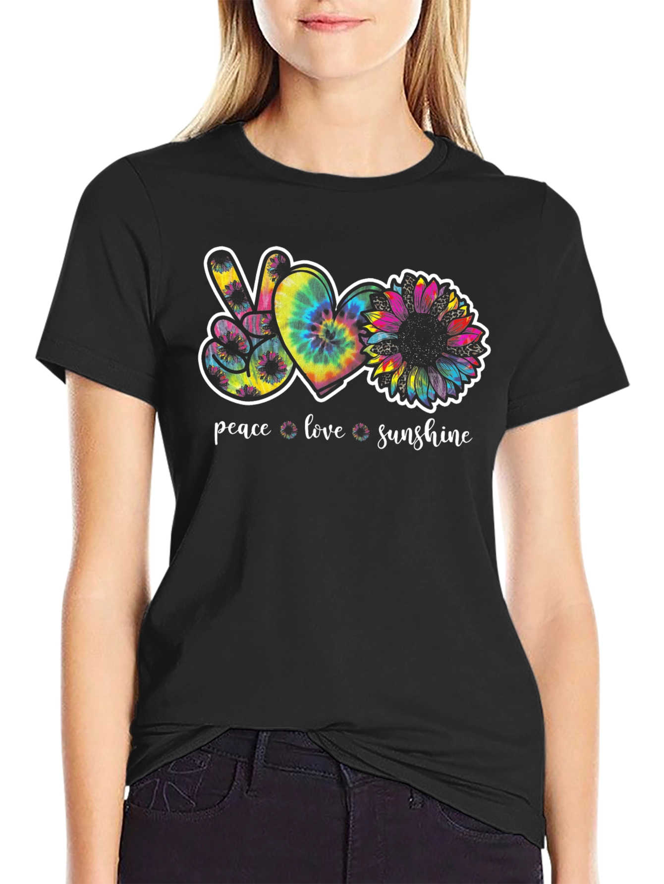 Peace Love Sunshine Tie-Dye Graphic Tee