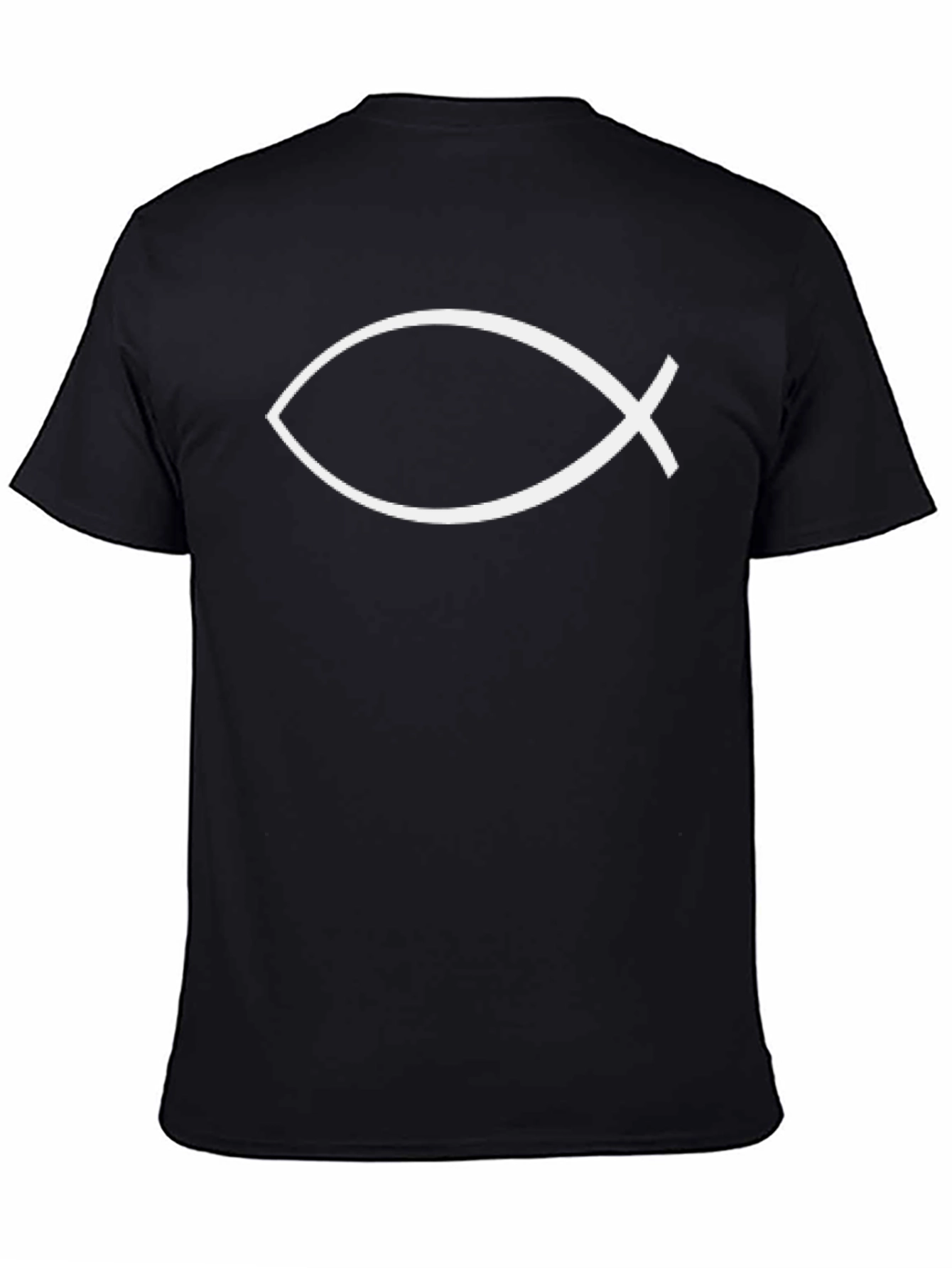 Christian Fish Symbol Graphic T-Shirt - Black