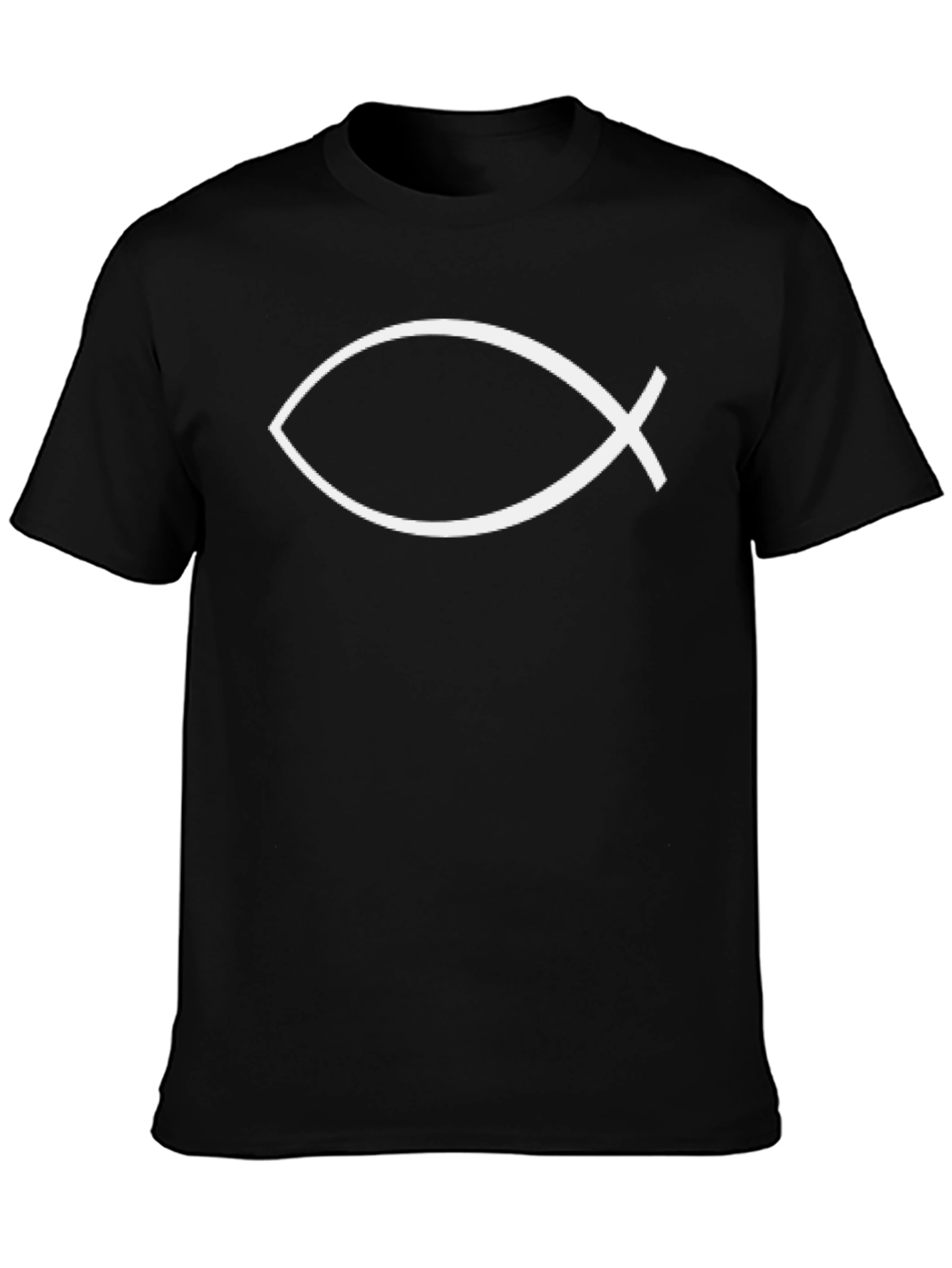 Christian Fish Symbol Graphic T-Shirt - Black