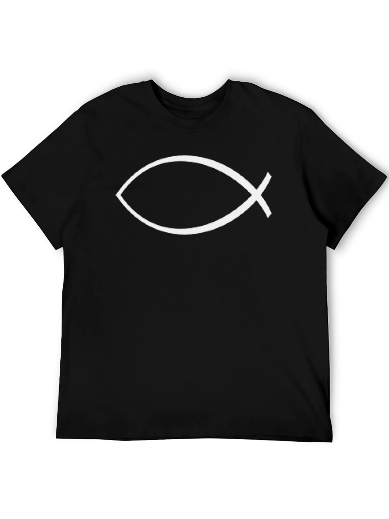 Christian Fish Symbol Graphic T-Shirt - Black