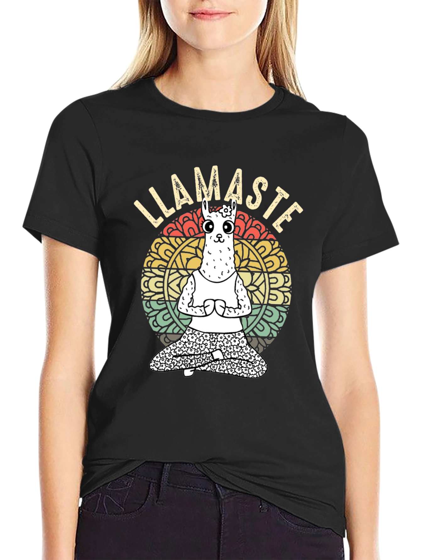 Llamaste Yoga T-Shirt - Funny Llama Meditating Tee