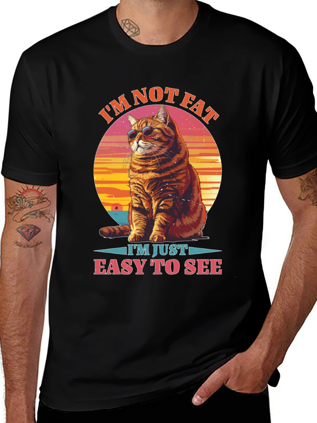 Im Not Fat Easy to See Cat Graphic Tee