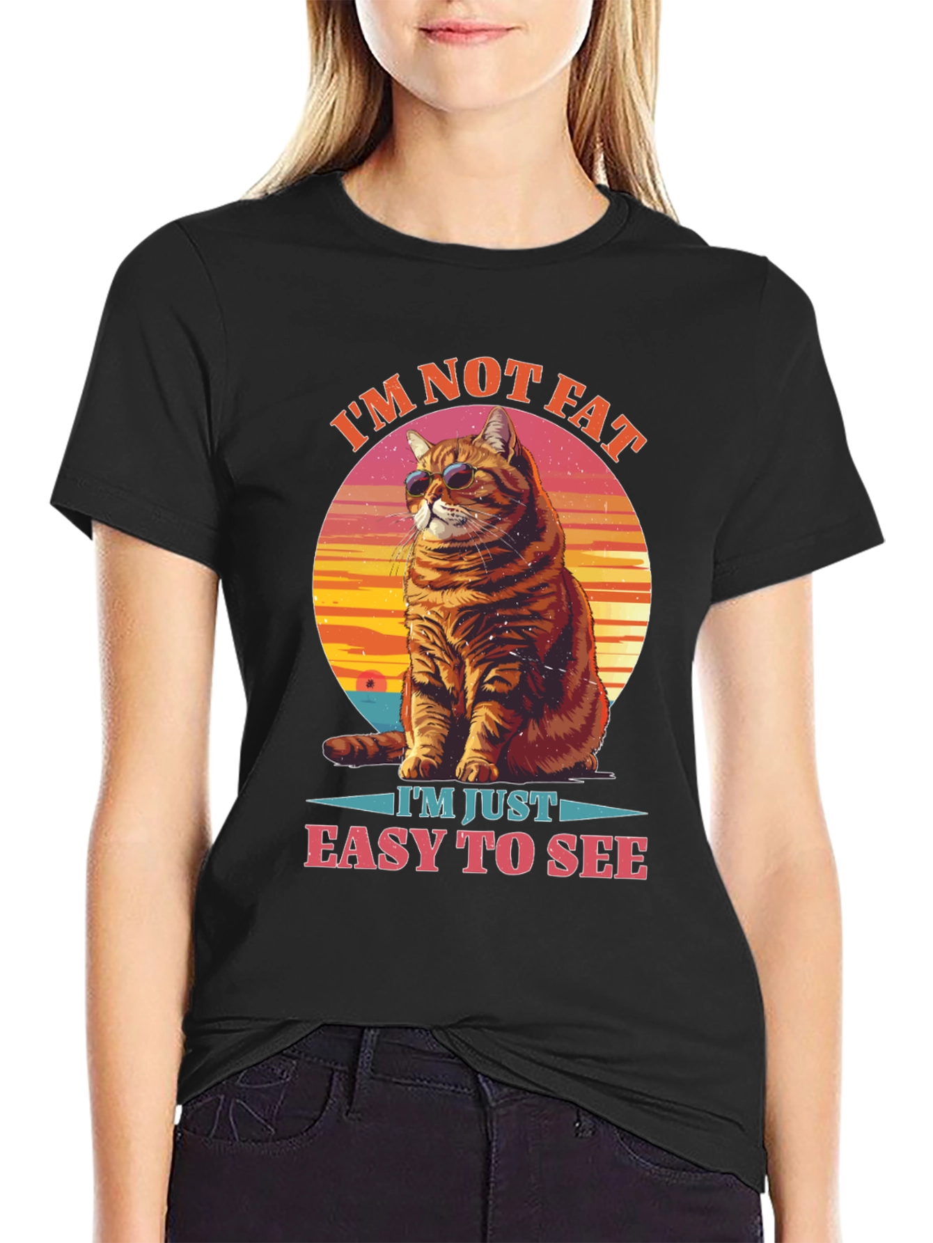 Im Not Fat Easy to See Cat Graphic Tee