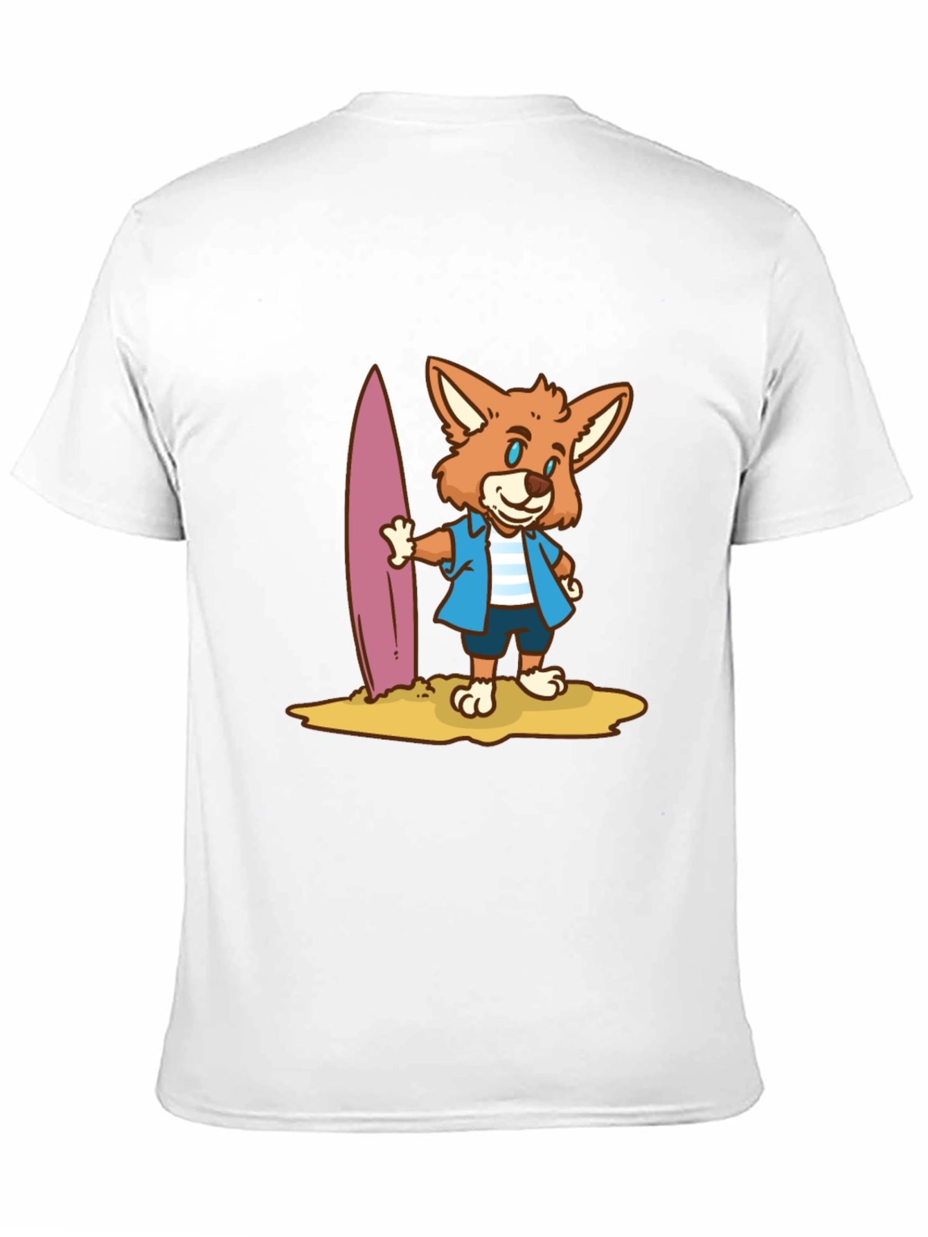 Surfer Fox Graphic T-Shirt - Black Cotton Tee