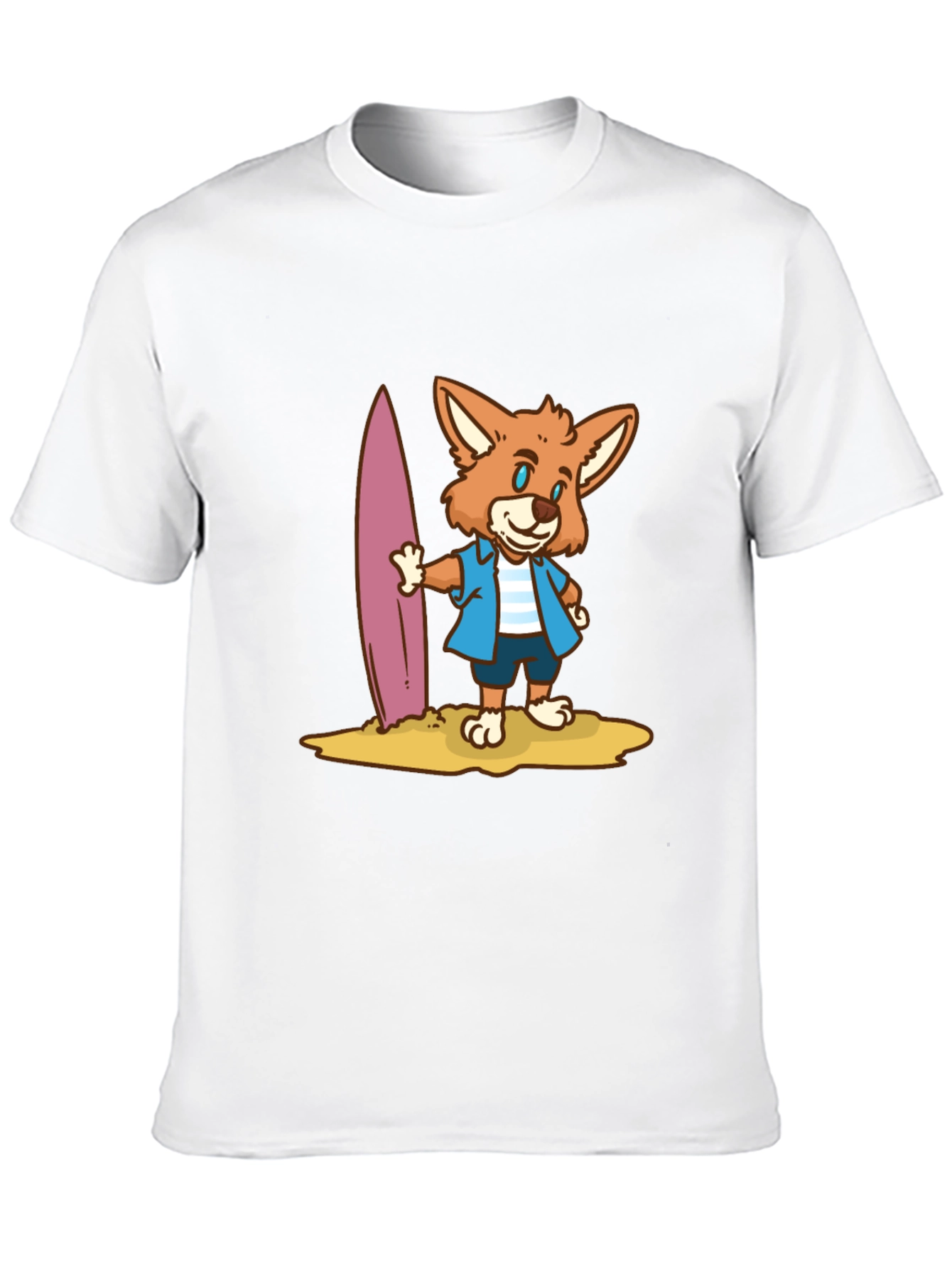 Surfer Fox Graphic T-Shirt - Black Cotton Tee