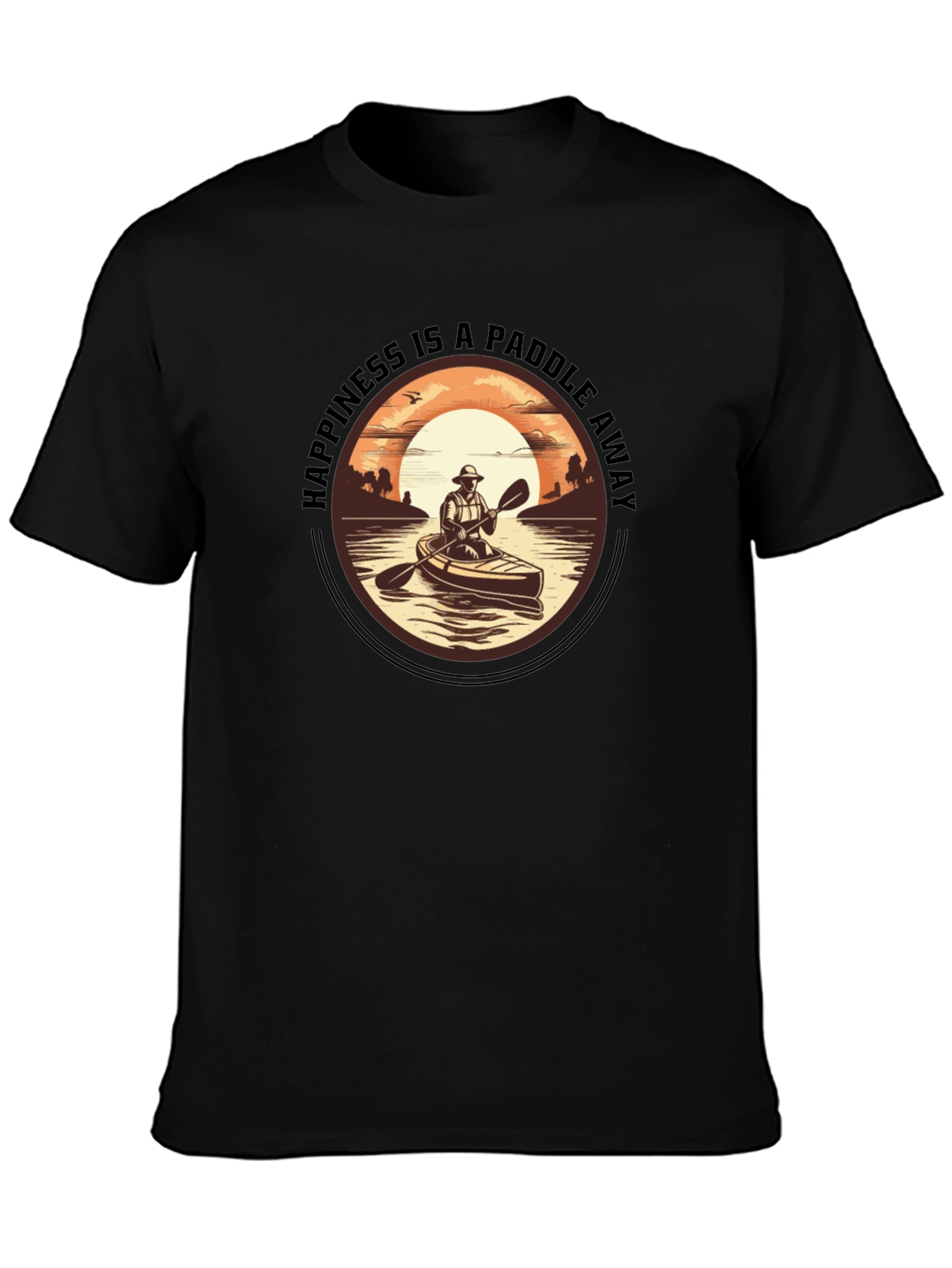 Happiness is a Paddle Away Black T-Shirt