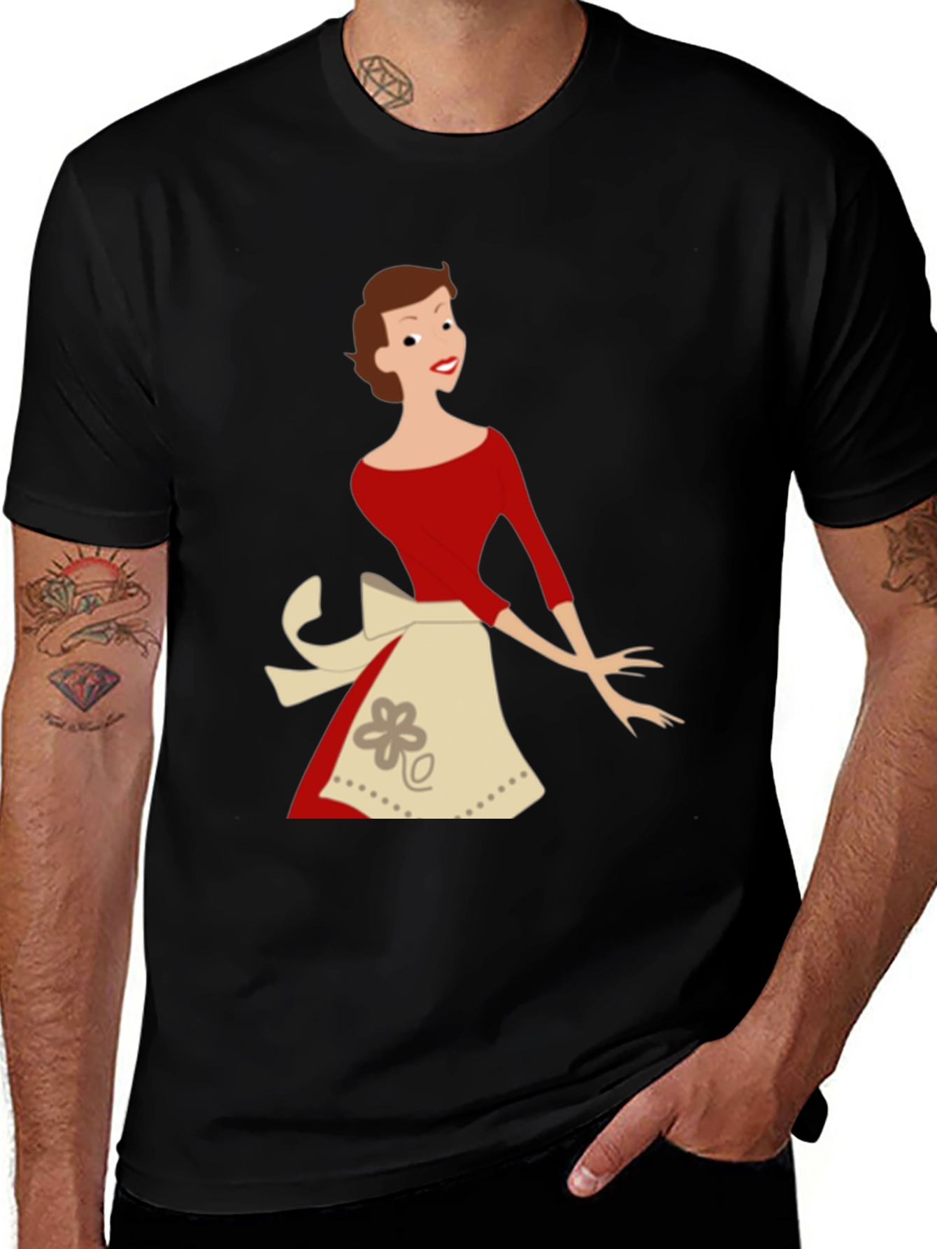Retro Housewife T-Shirt - Black
