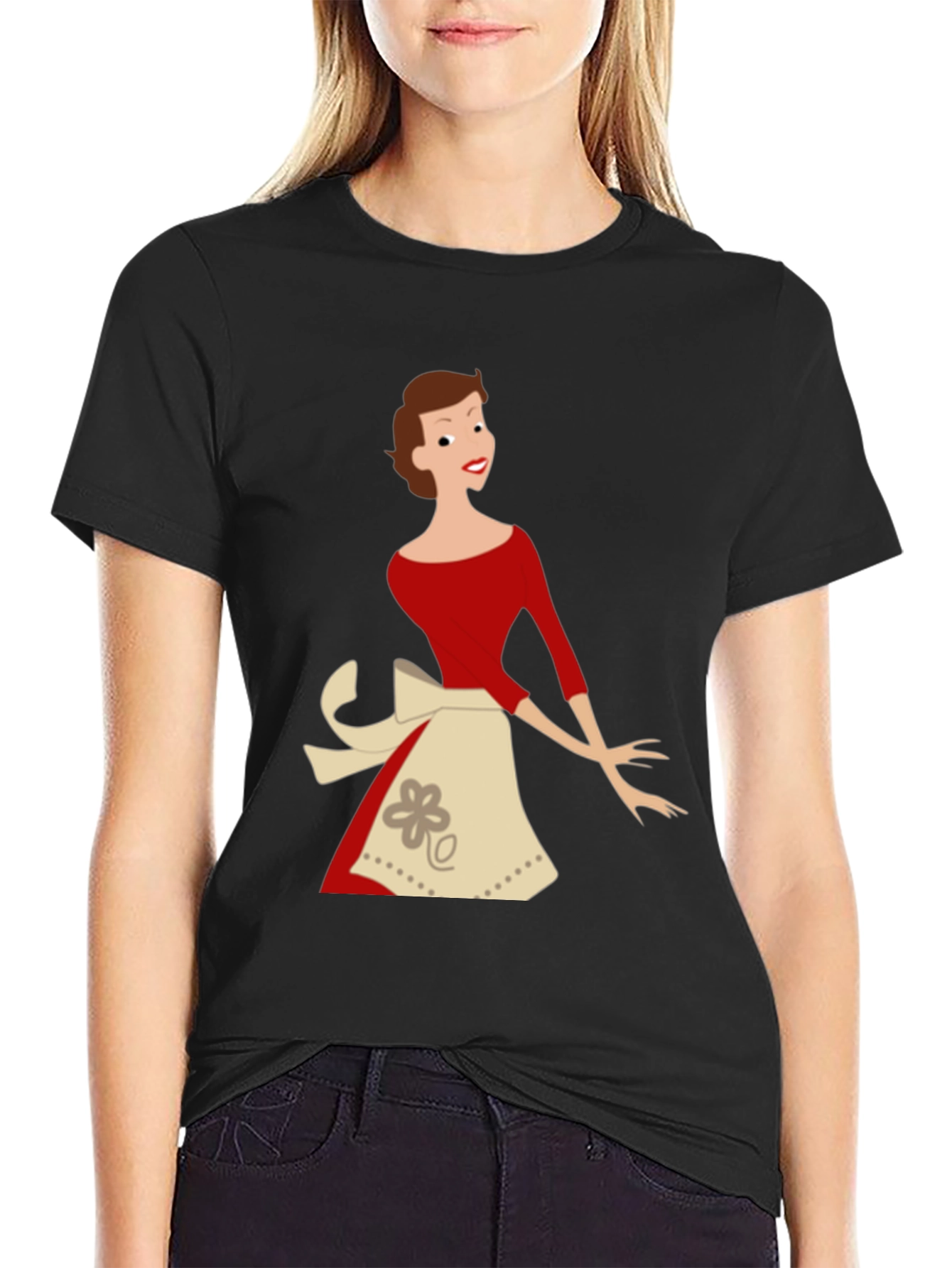 Retro Housewife T-Shirt - Black