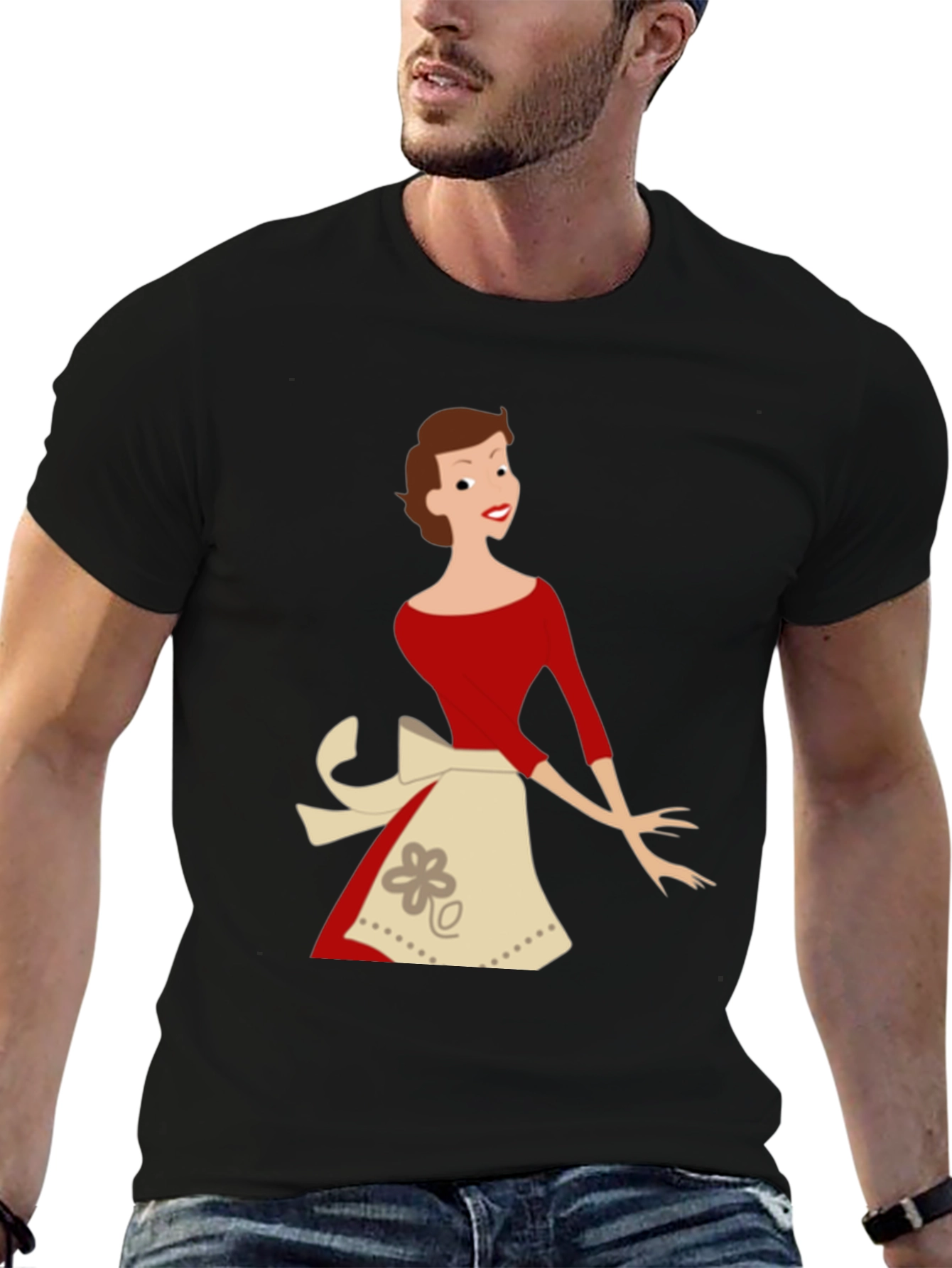 Retro Housewife T-Shirt - Black