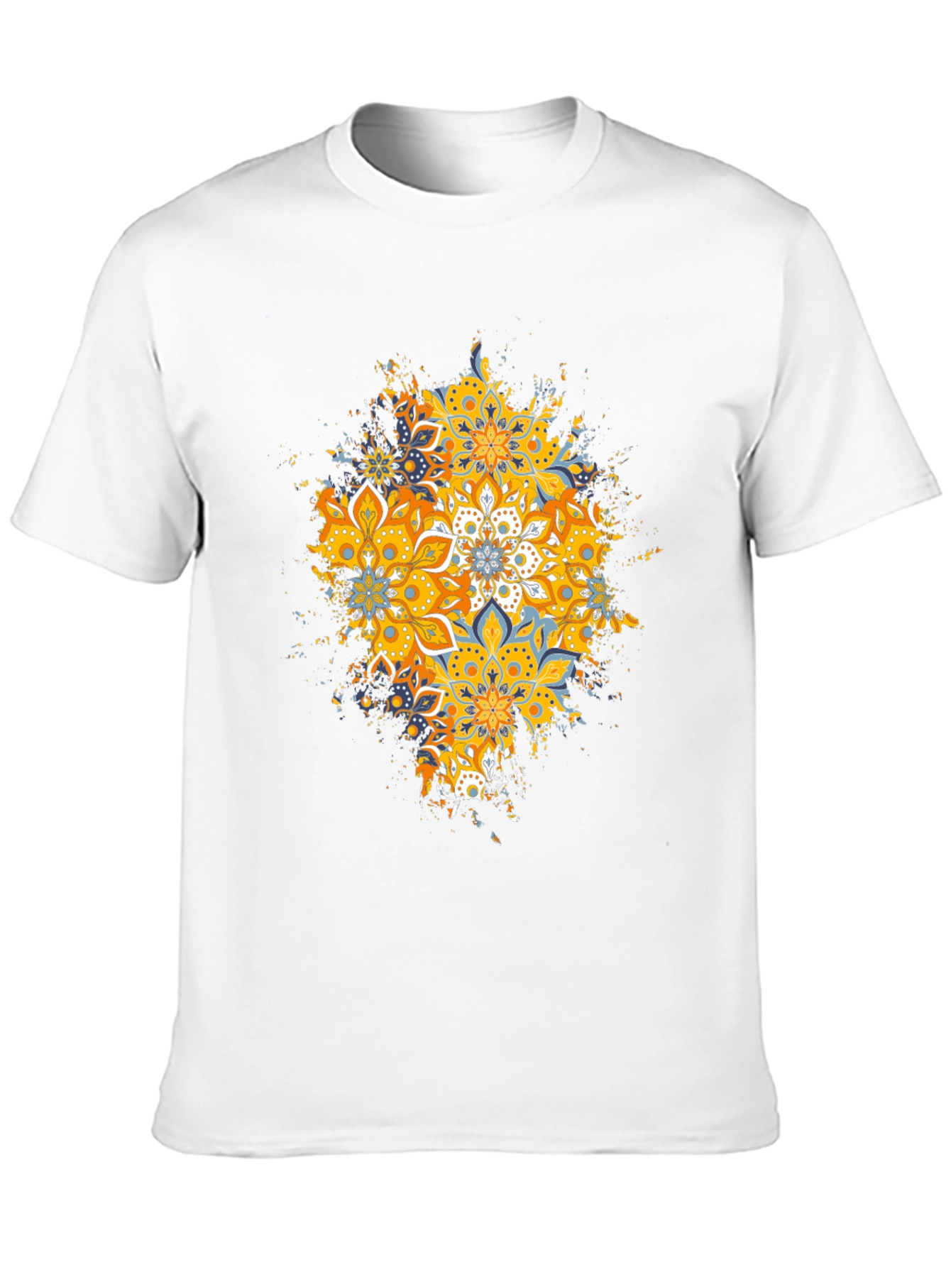Mandala Splash Graphic Tee - Black Cotton T-Shirt