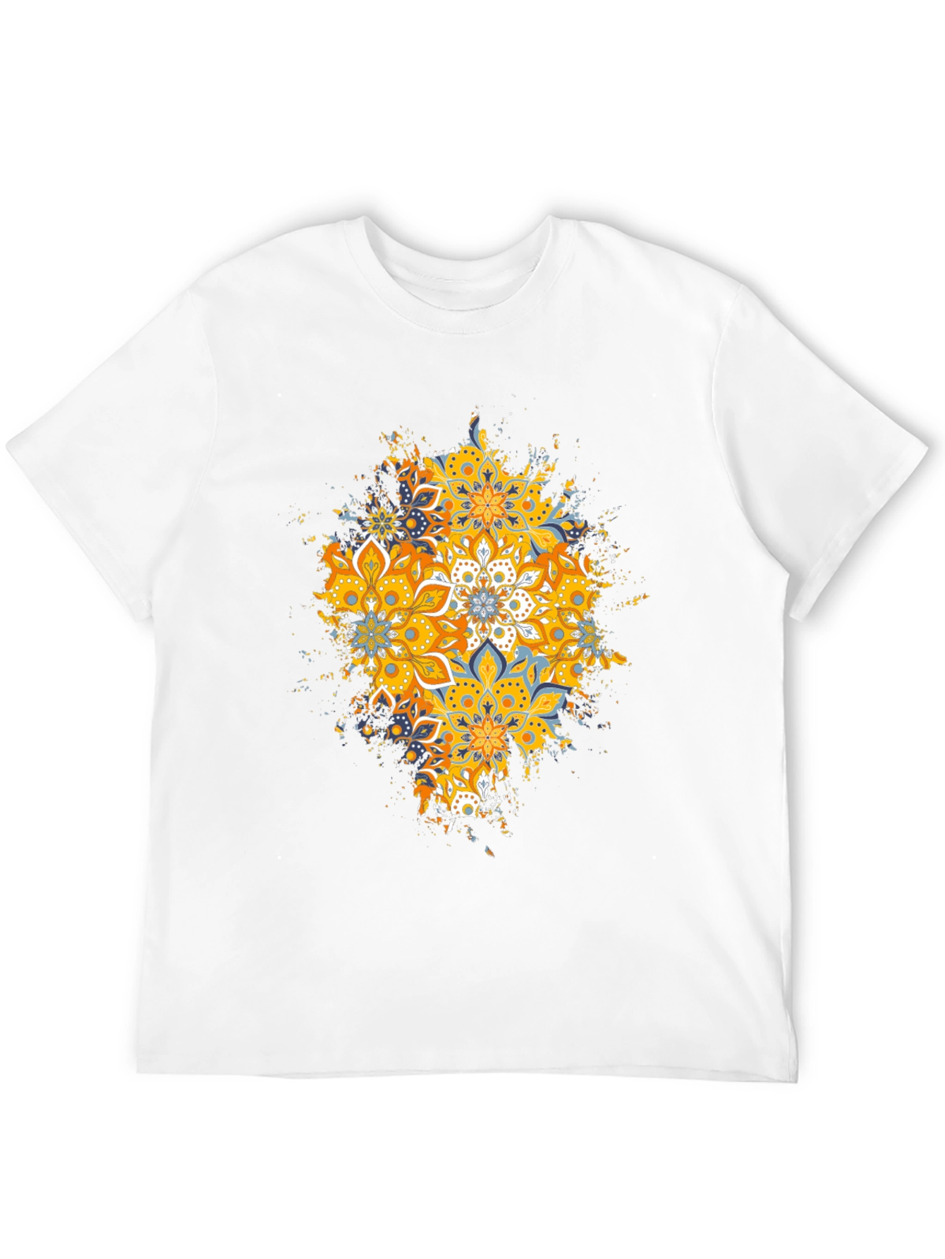 Mandala Splash Graphic Tee - Black Cotton T-Shirt