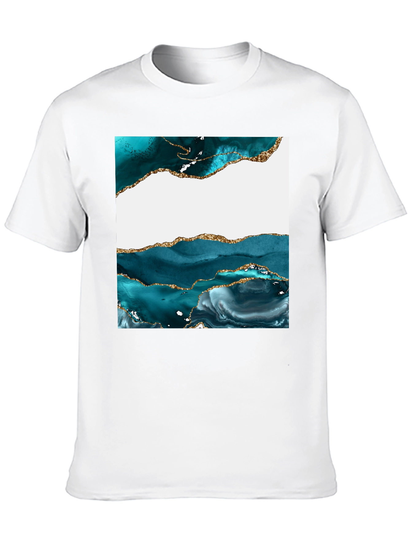 Abstract Teal & Gold Art T-Shirt