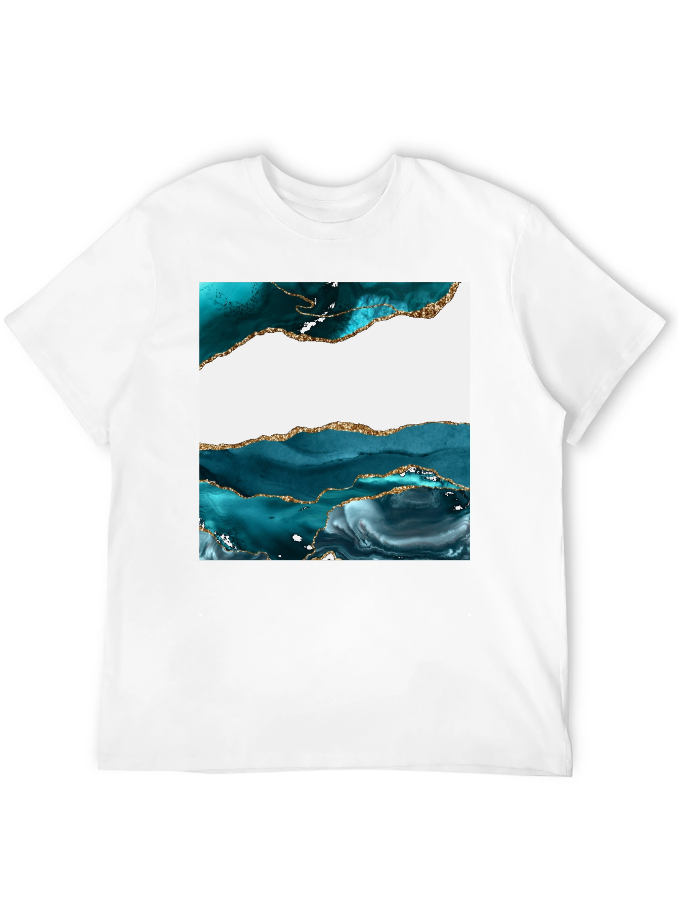 Abstract Teal & Gold Art T-Shirt