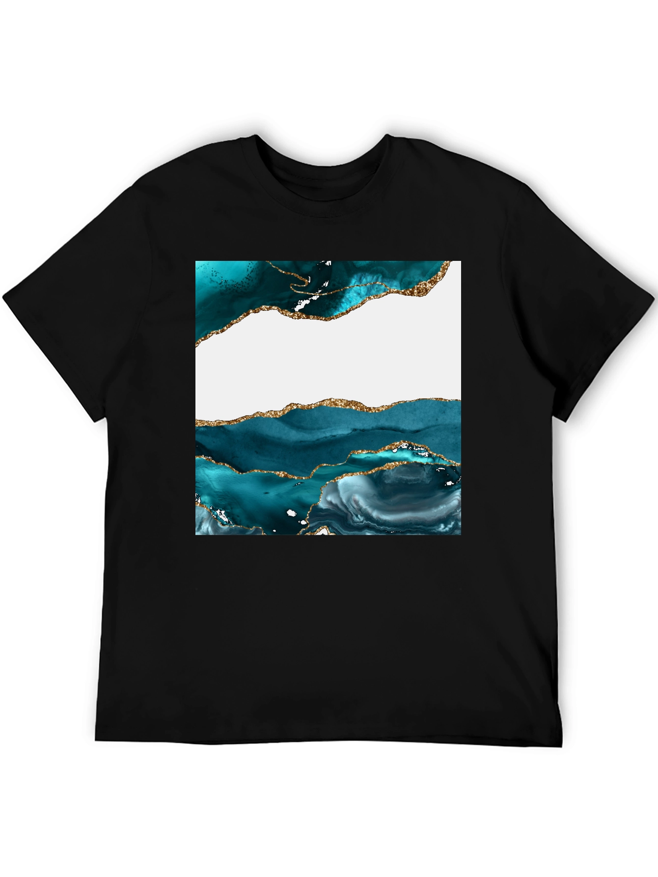 Abstract Teal & Gold Art T-Shirt