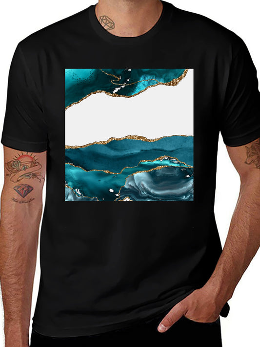 Abstract Teal & Gold Art T-Shirt