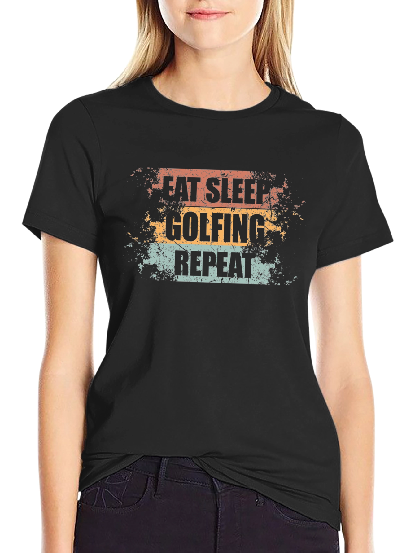 Eat Sleep Golfing Repeat Mens Black T-Shirt