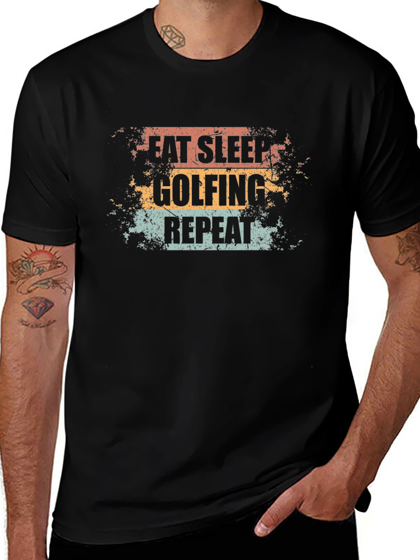 Eat Sleep Golfing Repeat Mens Black T-Shirt