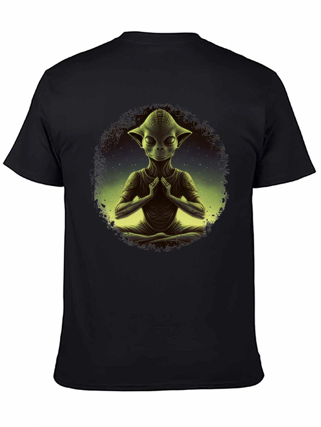 Meditating Alien T-Shirt - Cosmic Zen Design