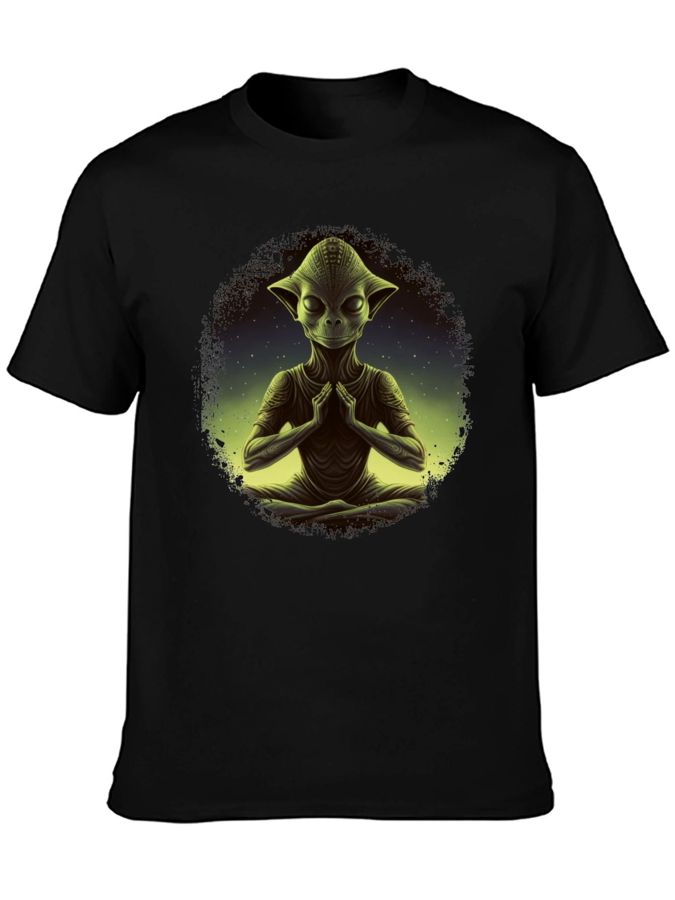 Meditating Alien T-Shirt - Cosmic Zen Design