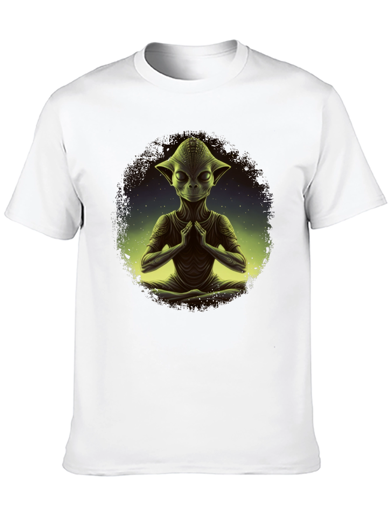 Meditating Alien T-Shirt - Cosmic Zen Design