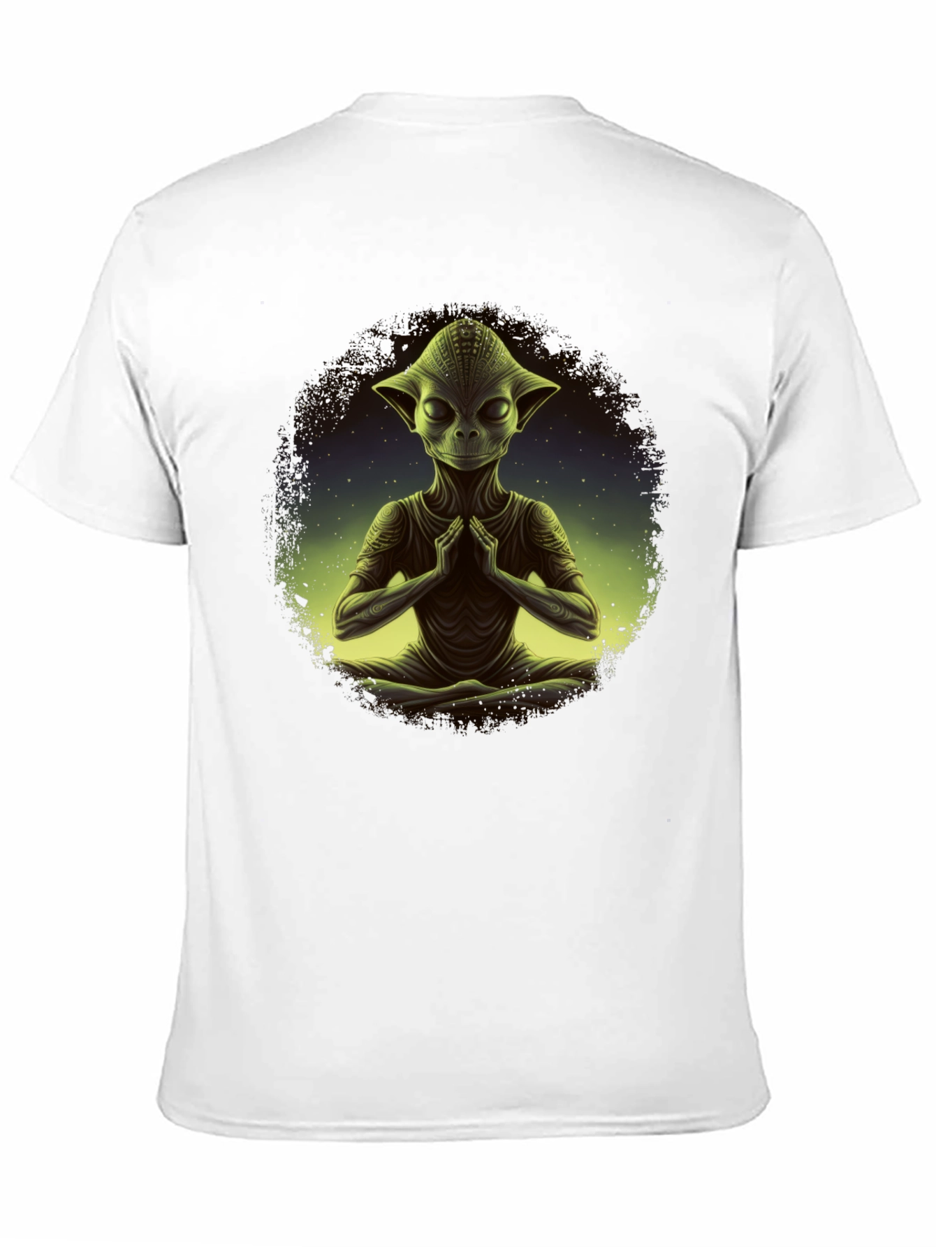 Meditating Alien T-Shirt - Cosmic Zen Design