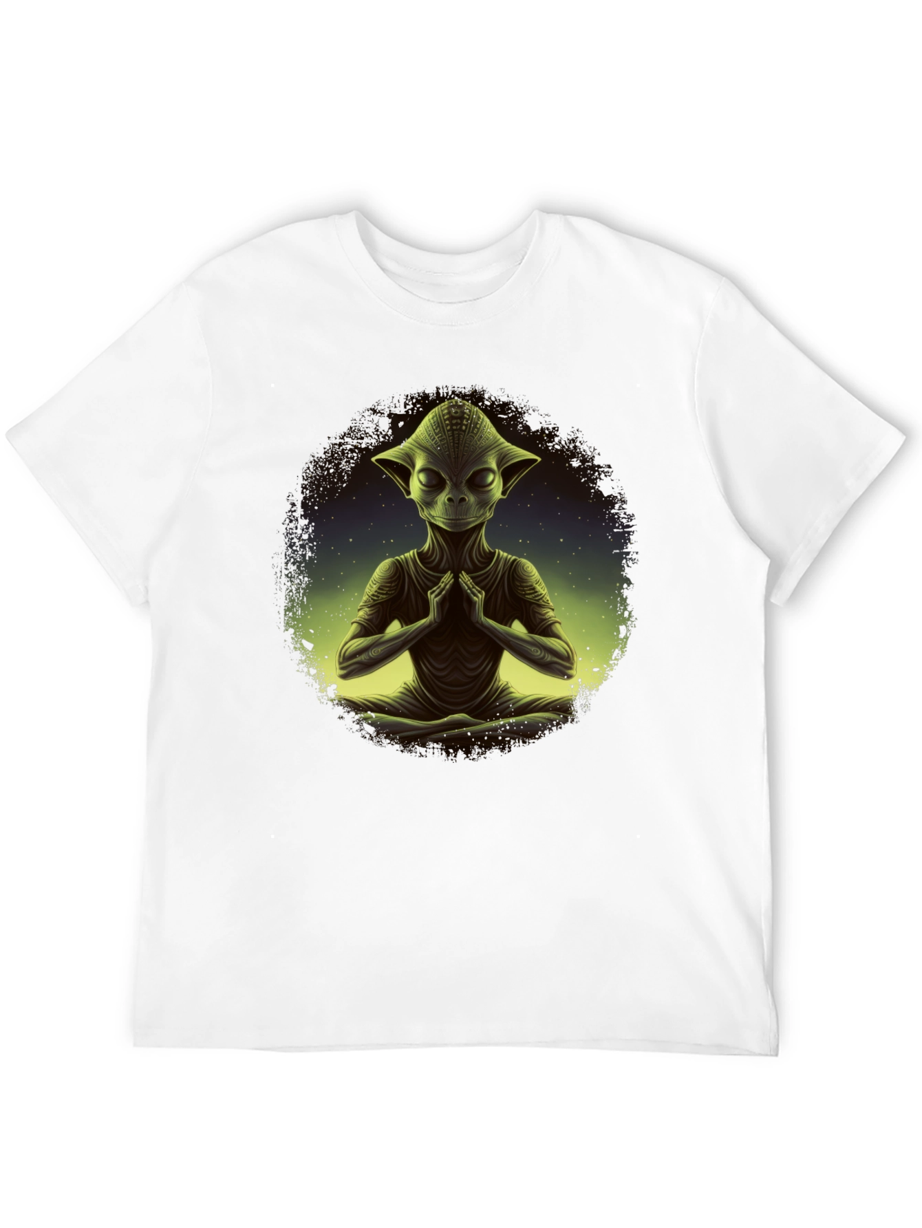 Meditating Alien T-Shirt - Cosmic Zen Design