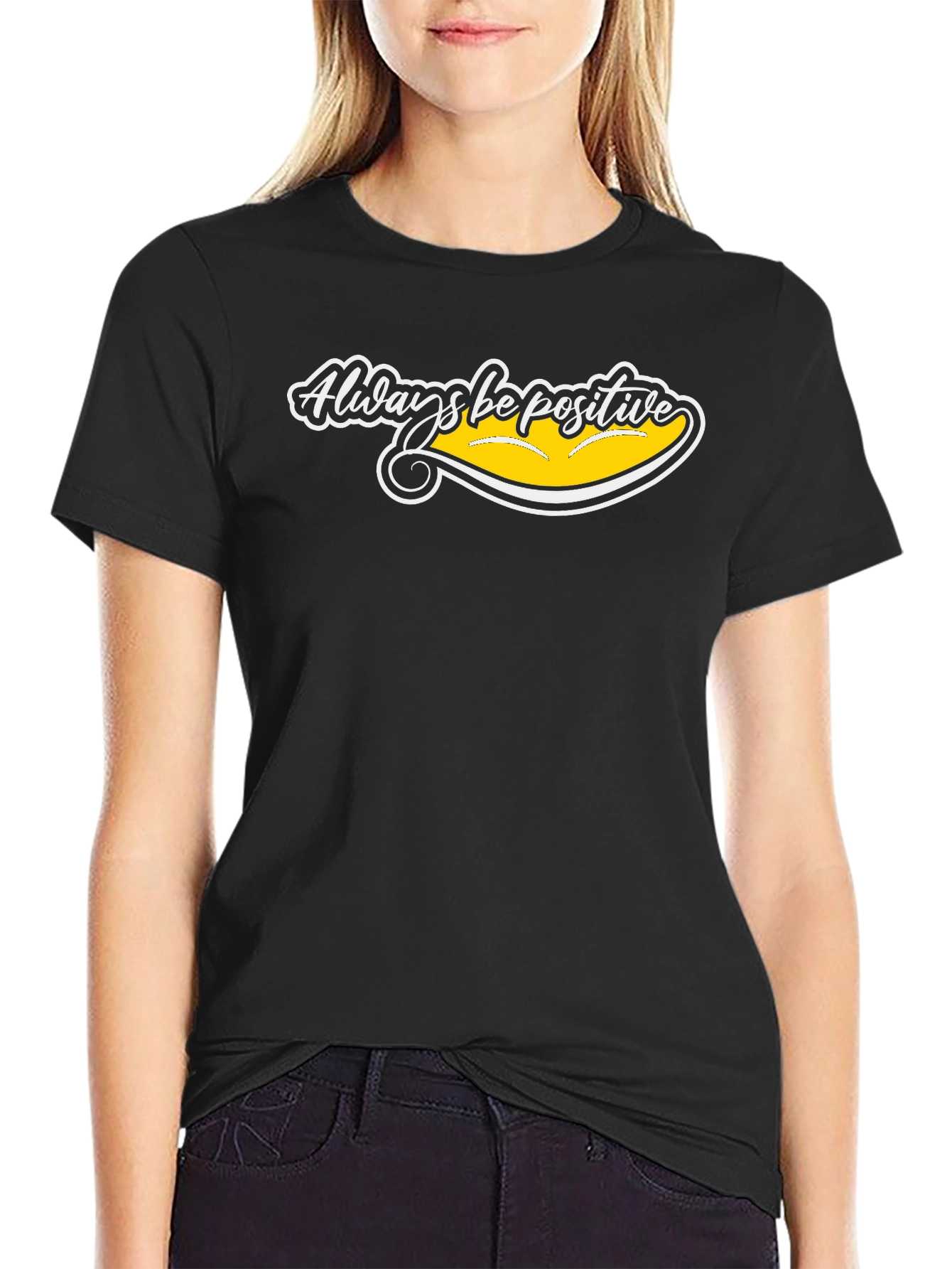 Always Be Positive Graphic Tee - Black Cotton T-Shirt