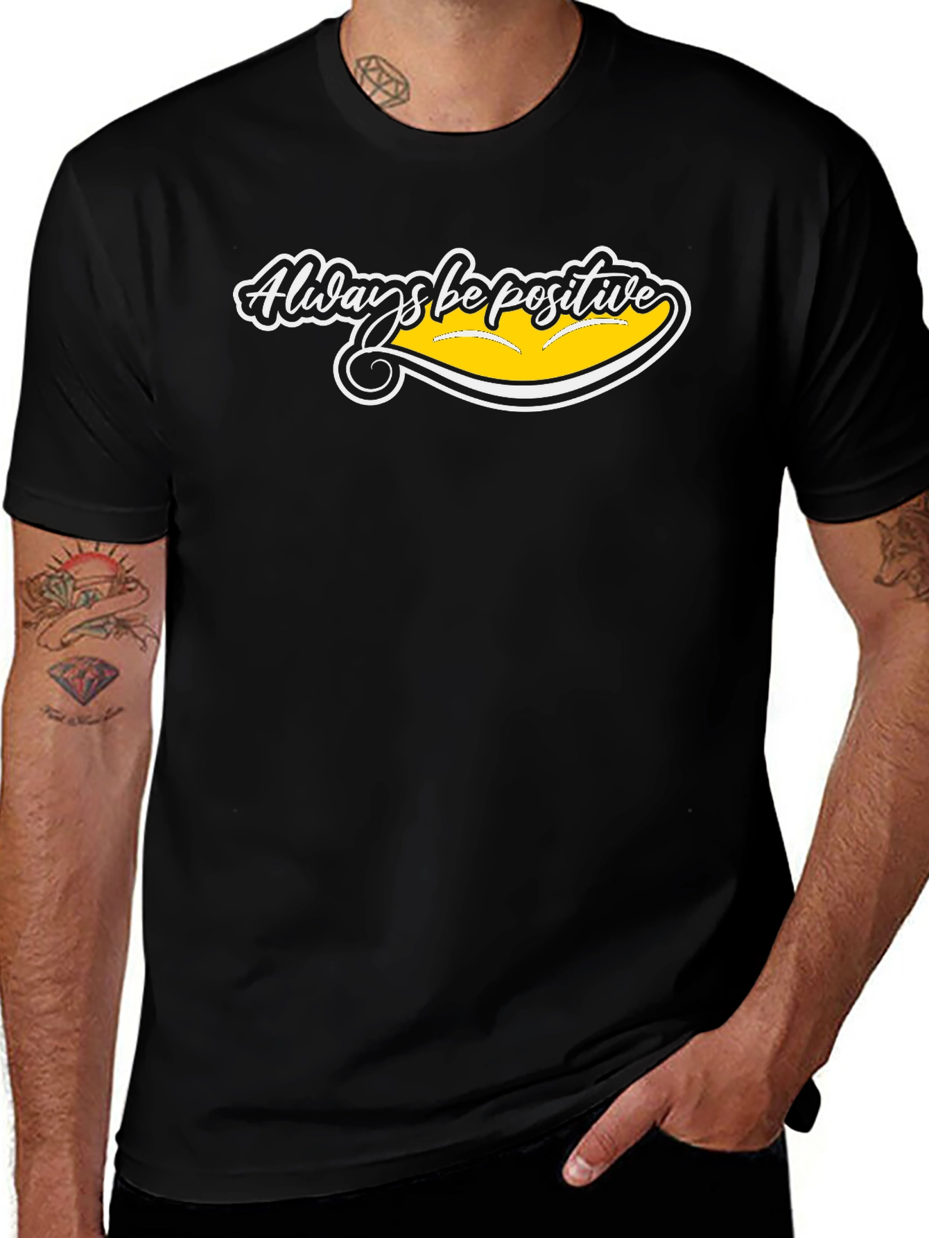 Always Be Positive Graphic Tee - Black Cotton T-Shirt