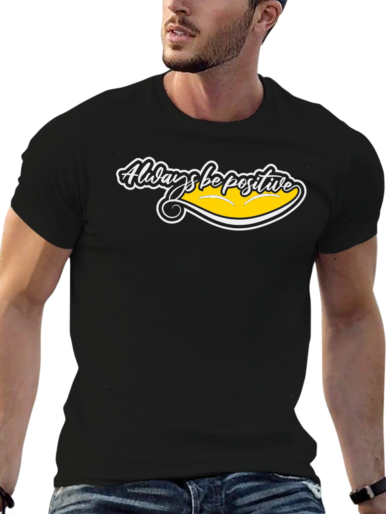 Always Be Positive Graphic Tee - Black Cotton T-Shirt