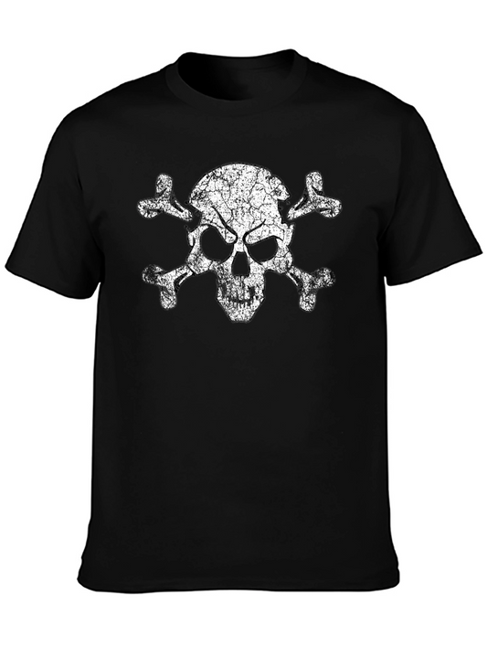 Skull & Crossbones Graphic Tee - Vintage Style Black T-Shirt