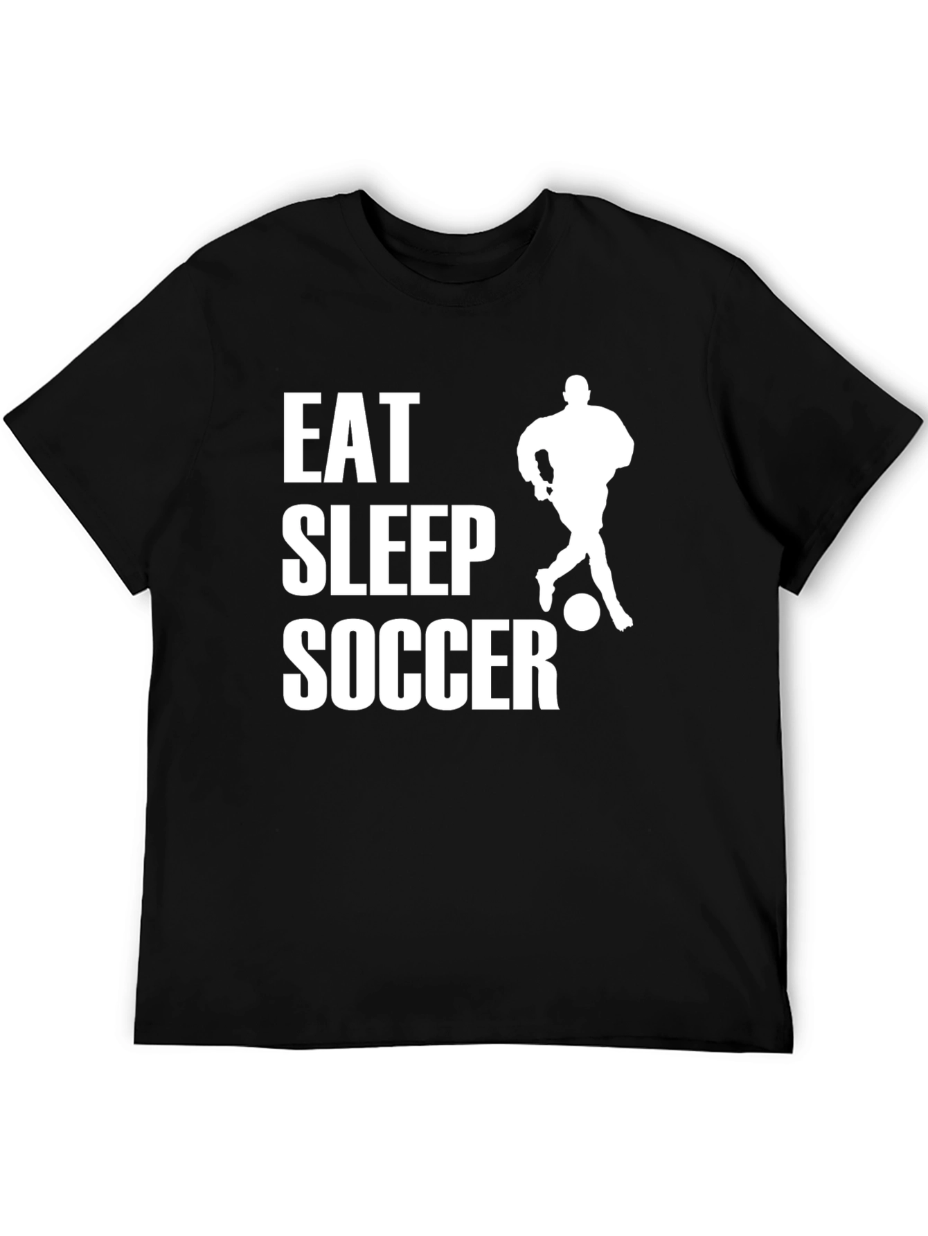 Eat Sleep Soccer T-Shirt - Black Cotton Jersey Tee
