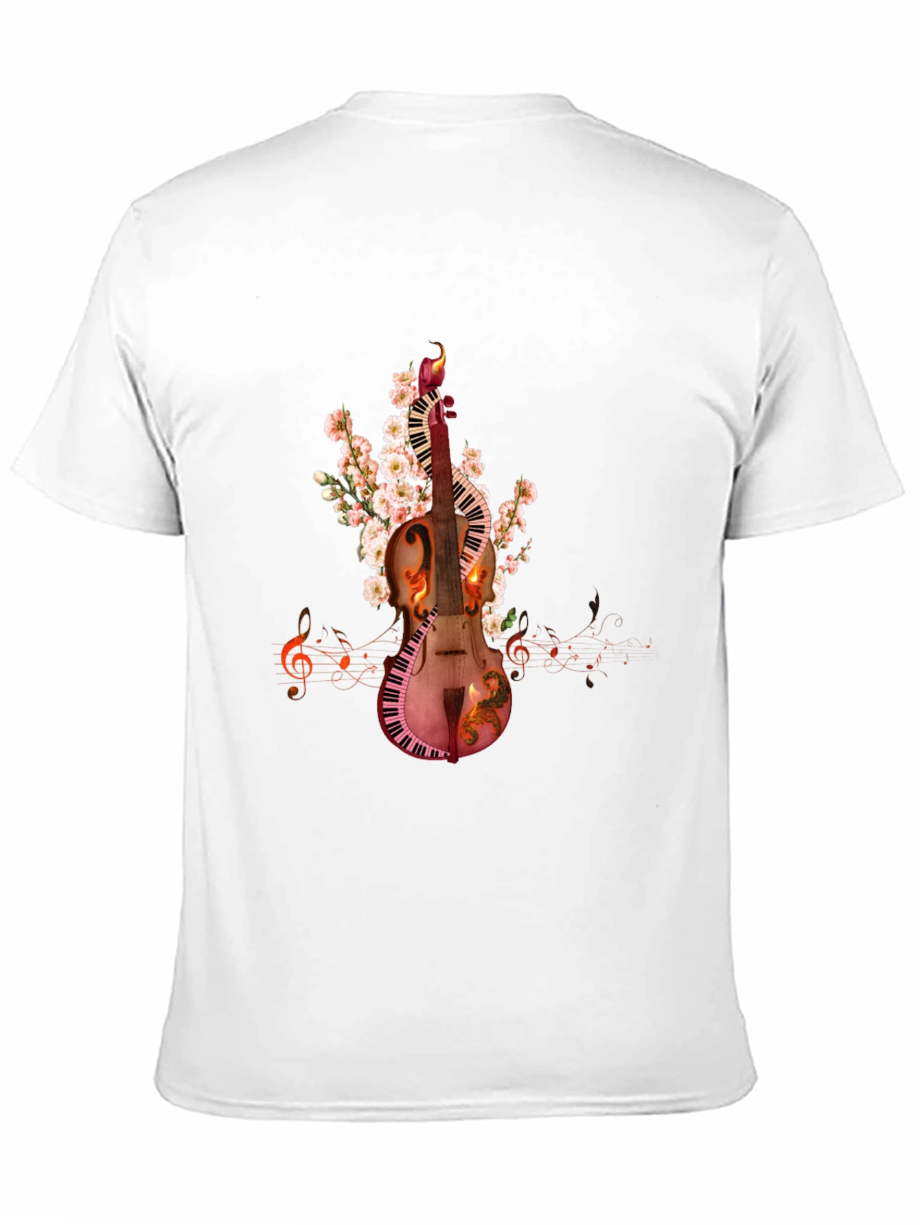 Musical Harmony T-Shirt: Violin & Keyboard Design