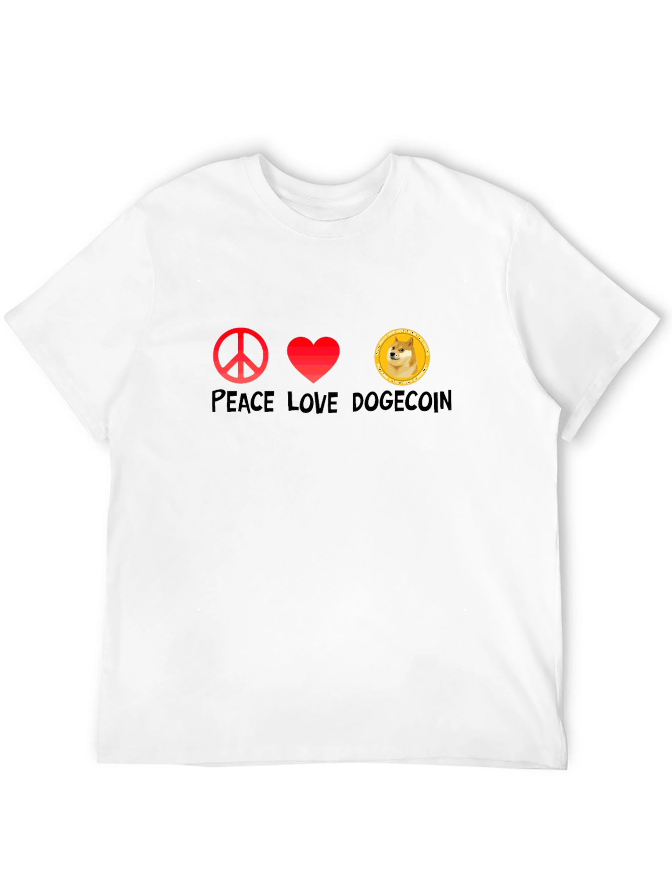 Peace Love Dogecoin Black T-Shirt