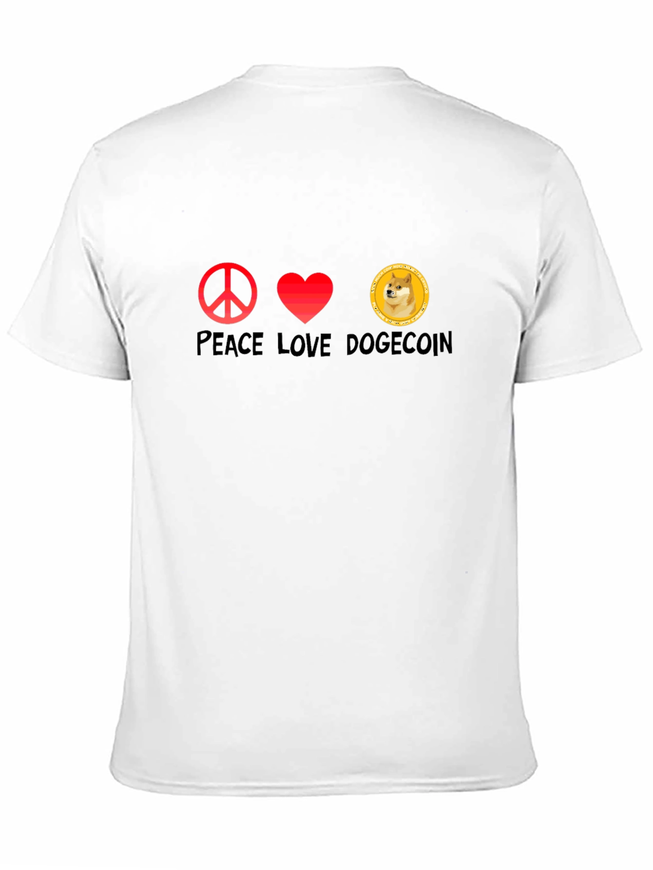 Peace Love Dogecoin Black T-Shirt