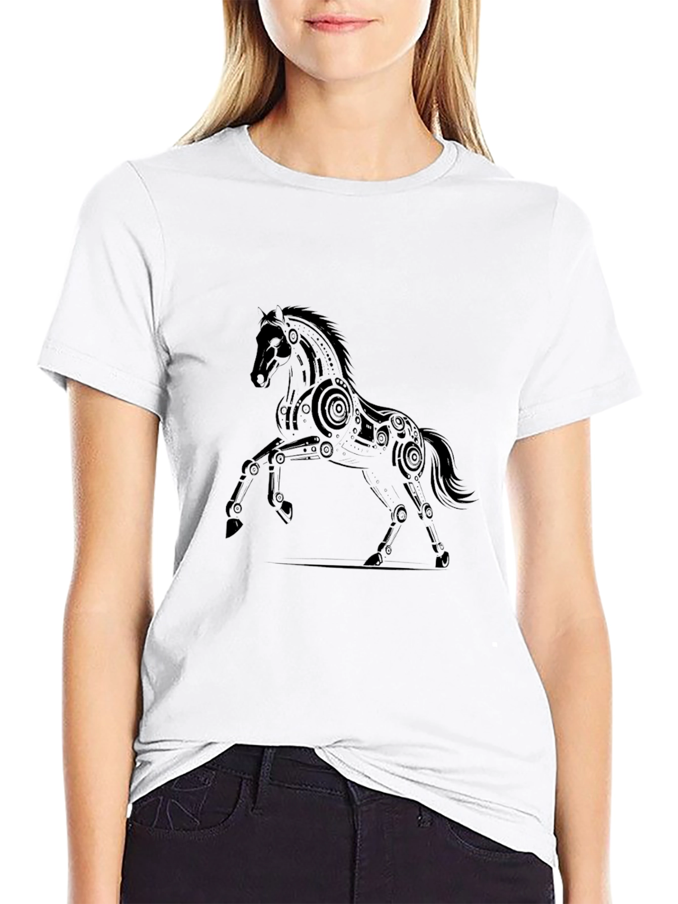 Mens Black Horse Graphic Tee
