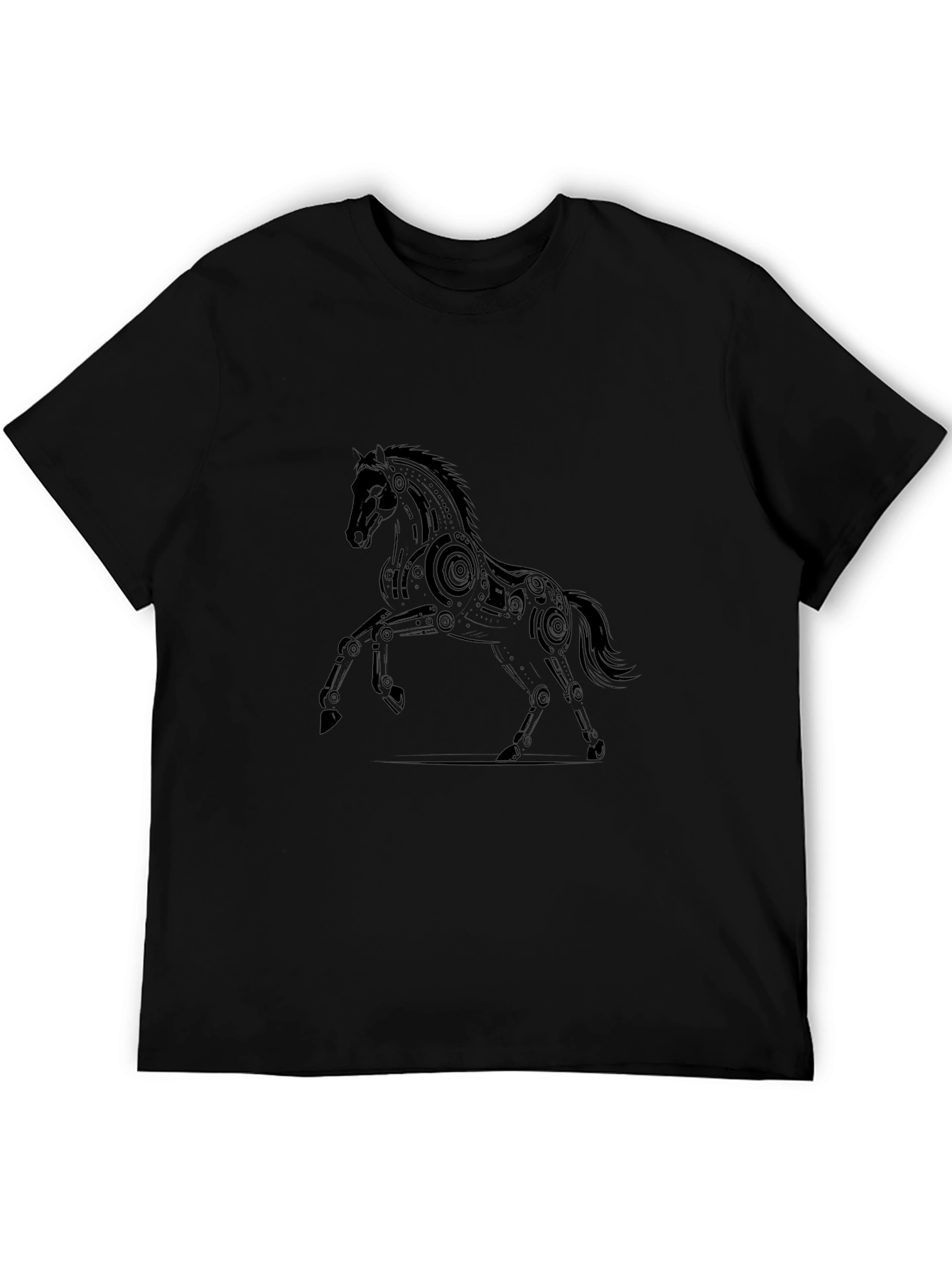 Mens Black Horse Graphic Tee