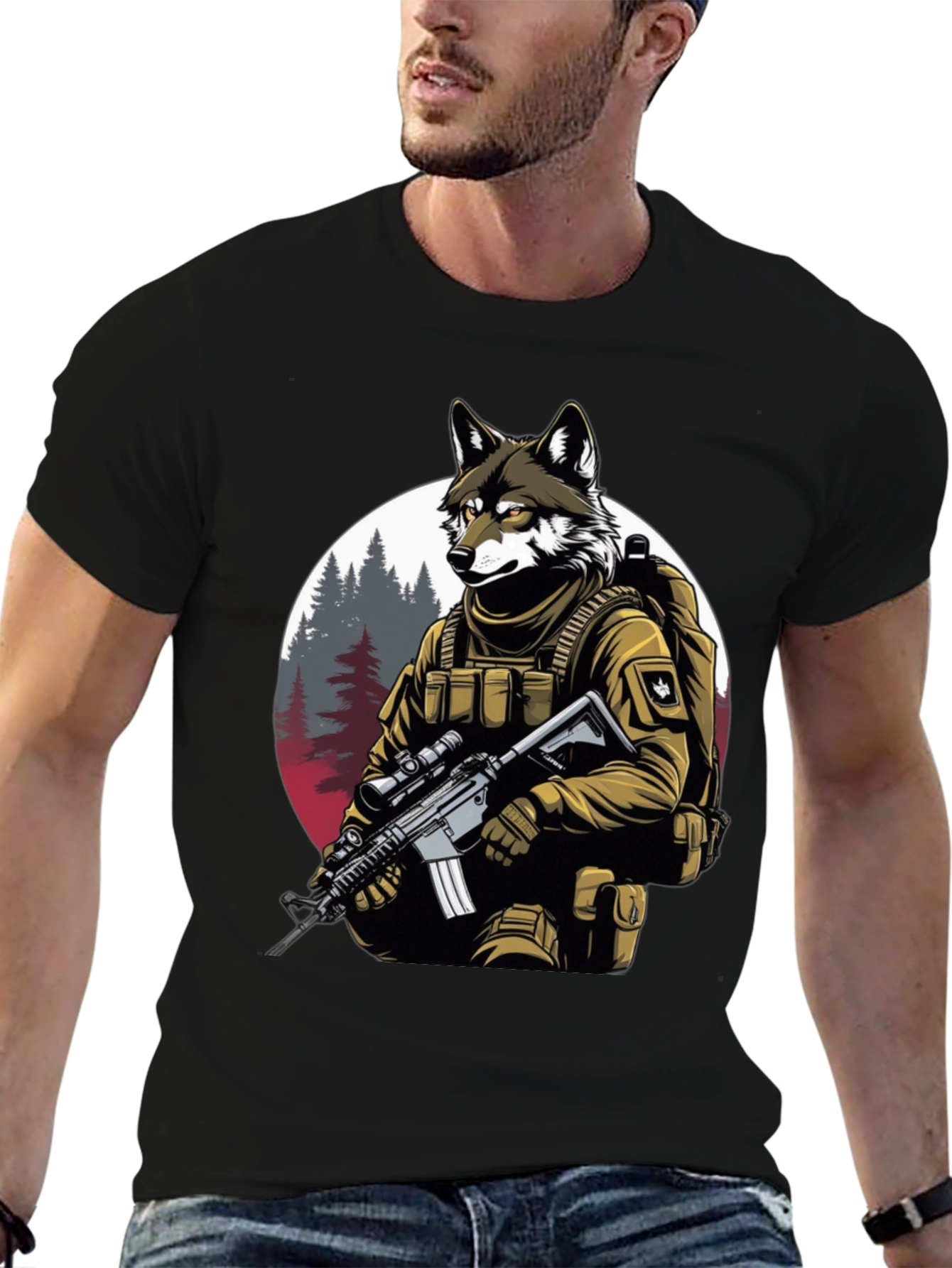 Wolf Soldier Graphic Tee - Tactical Style