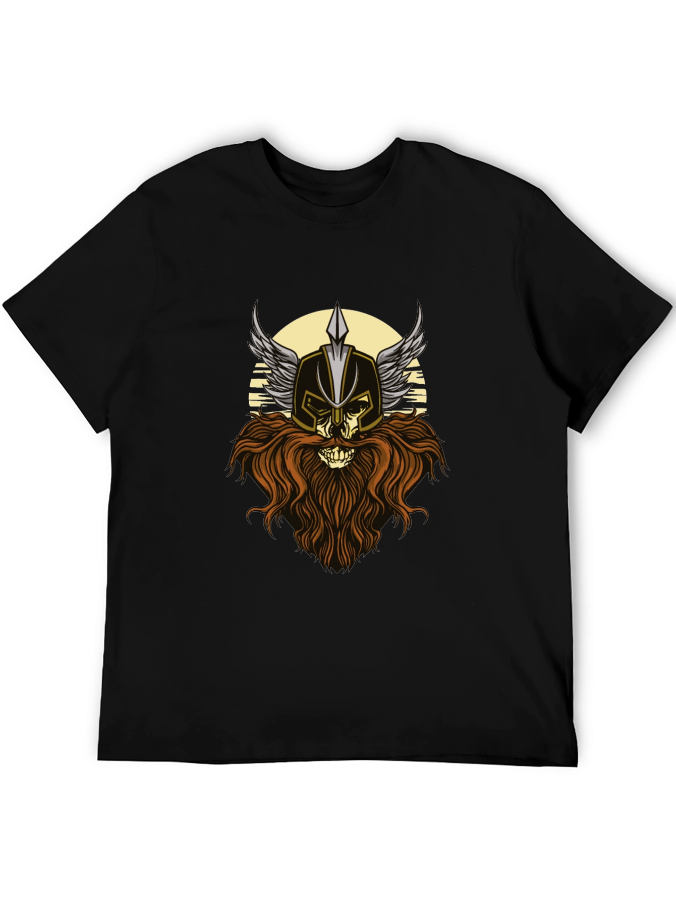 Viking Skull Graphic T-Shirt - Black