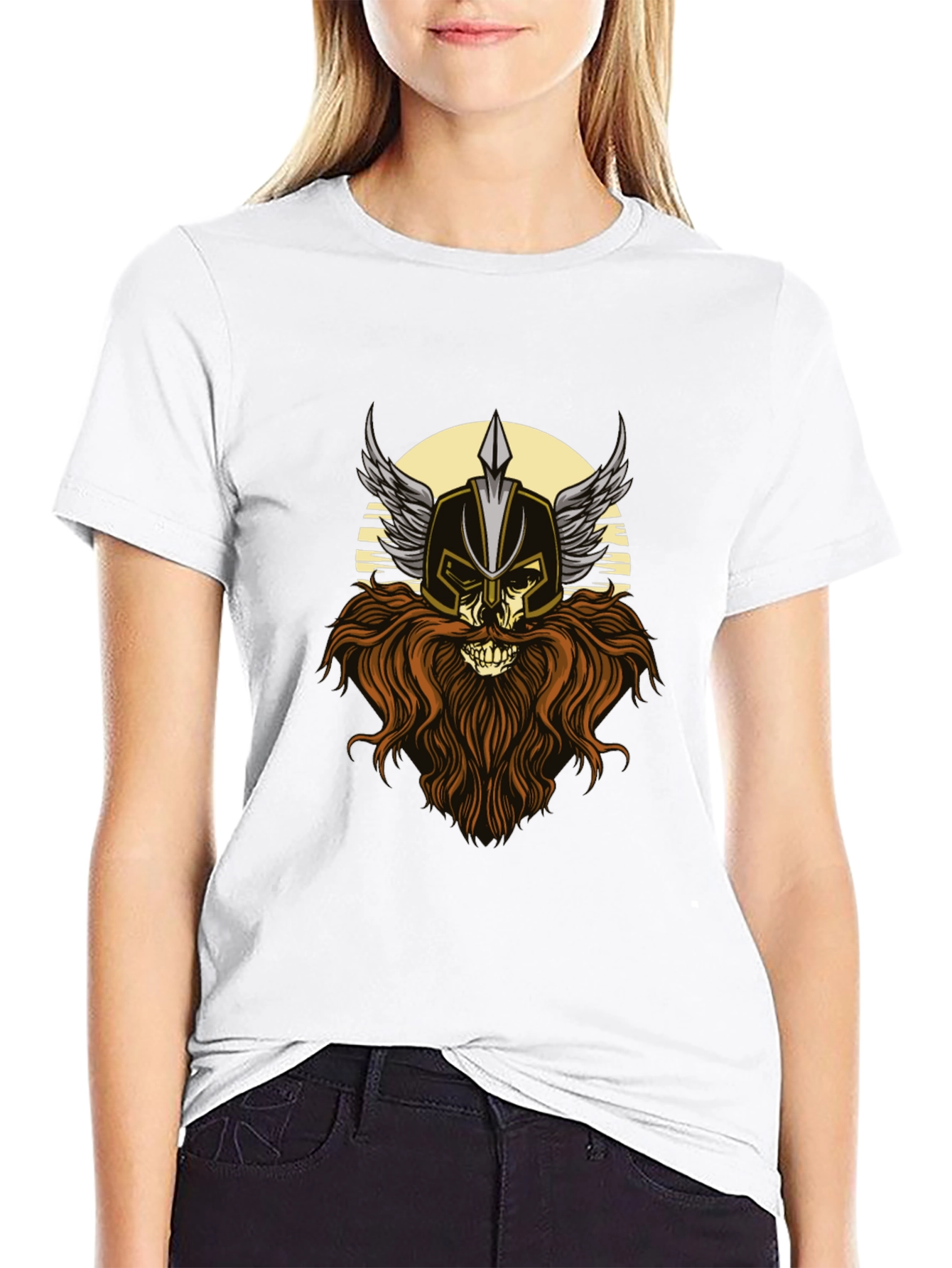 Viking Skull Graphic T-Shirt - Black
