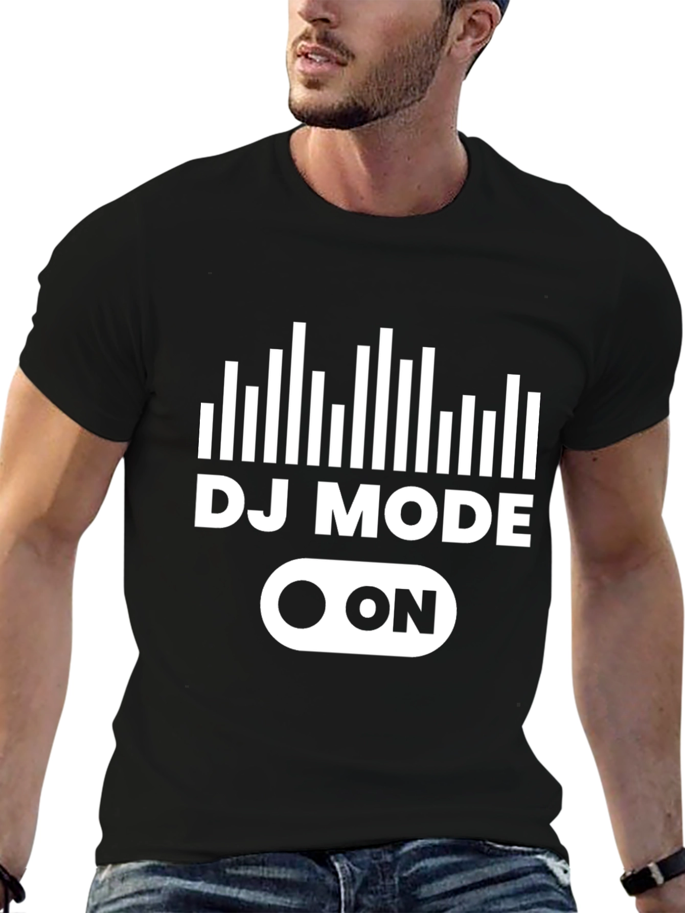DJ Mode On Graphic Tee - Black Cotton T-Shirt