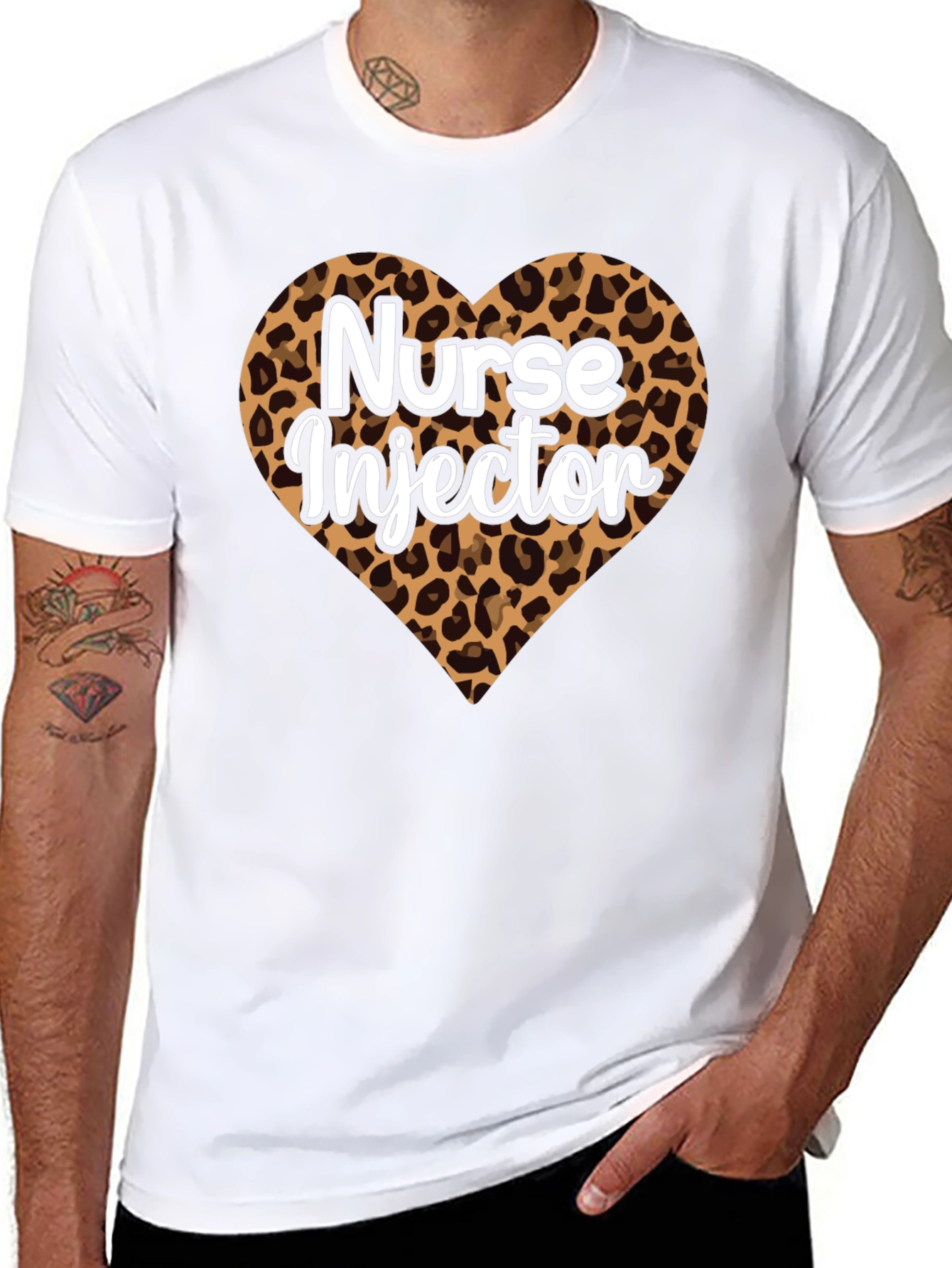 Nurse Injector Leopard Print Heart T-Shirt