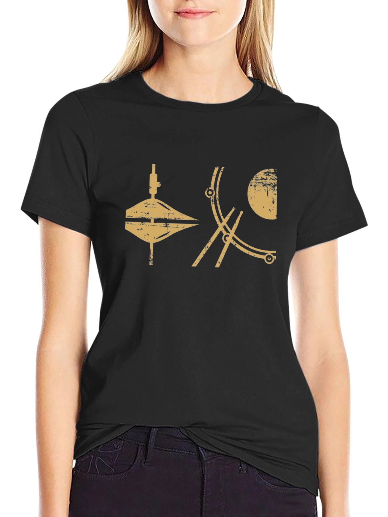Geometric Graphic Print Black T-Shirt