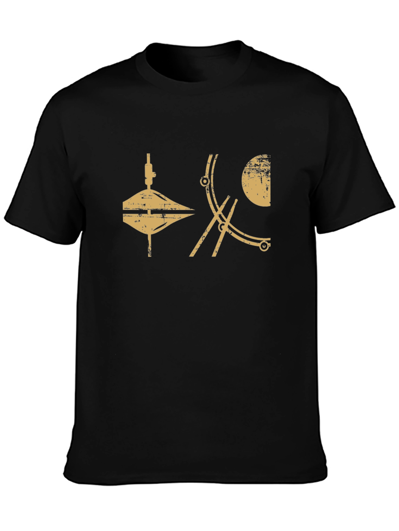 Geometric Graphic Print Black T-Shirt