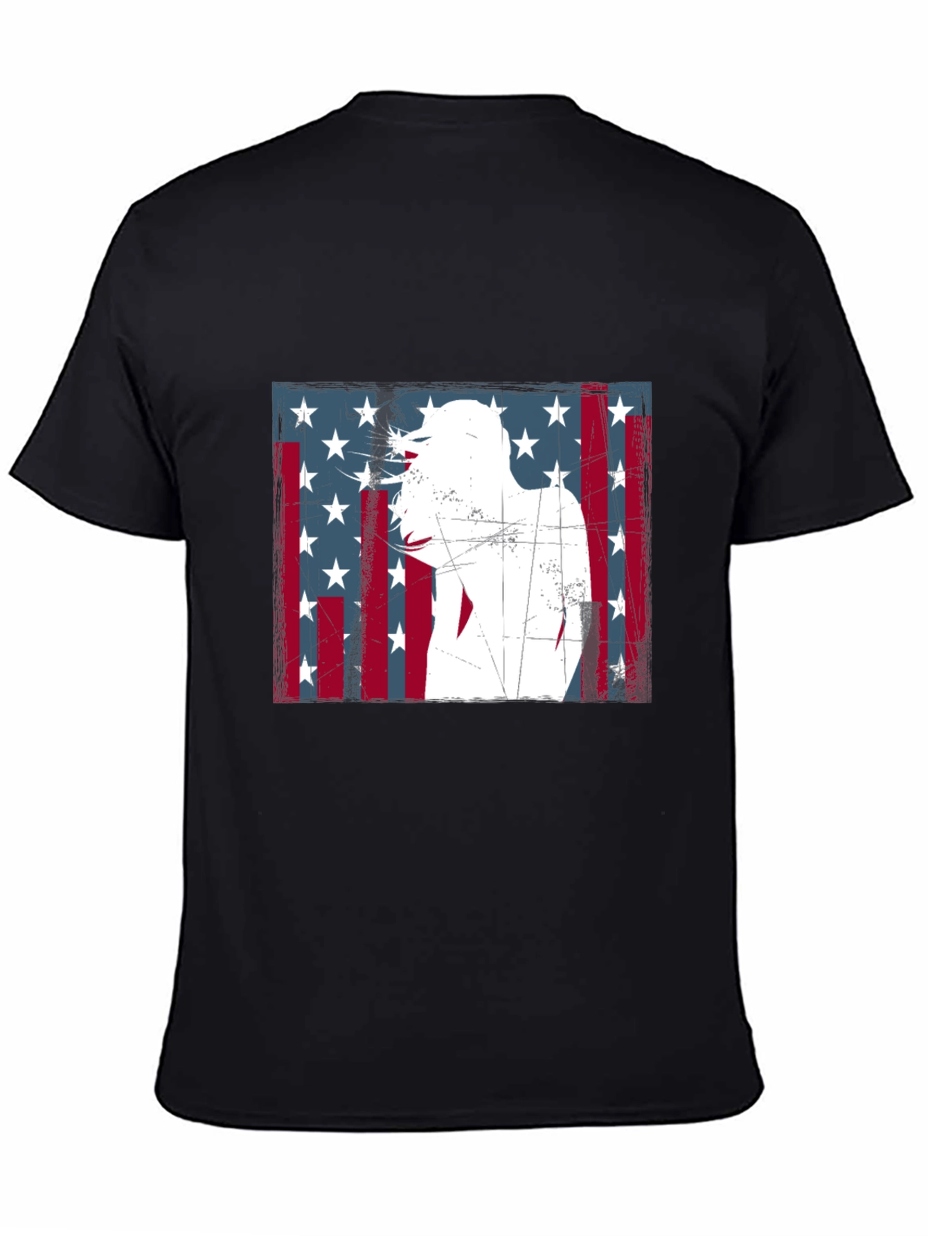 American Flag Silhouette Graphic Tee - Black